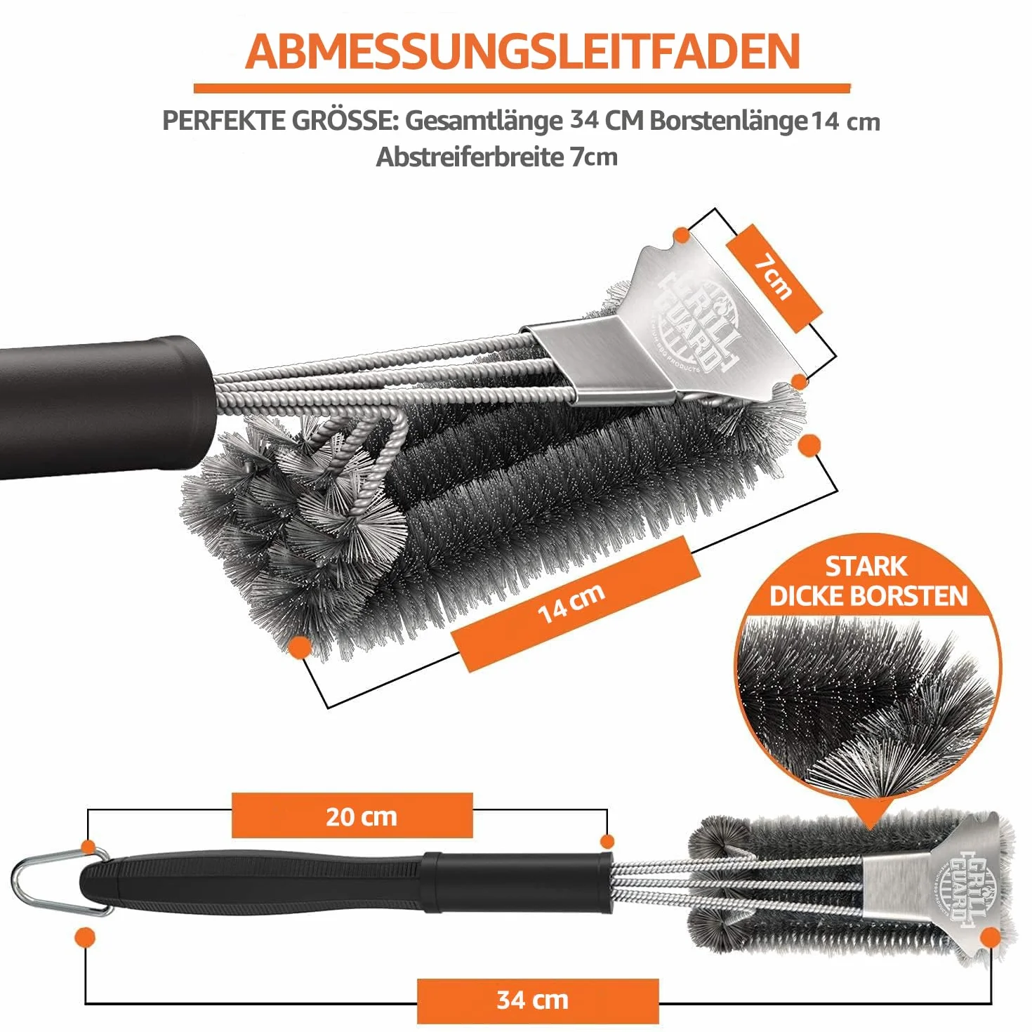 Brosse de Nettoyage Barbecue Acier Inoxydable 35 cm Grattoir Weber Gaz Charbon