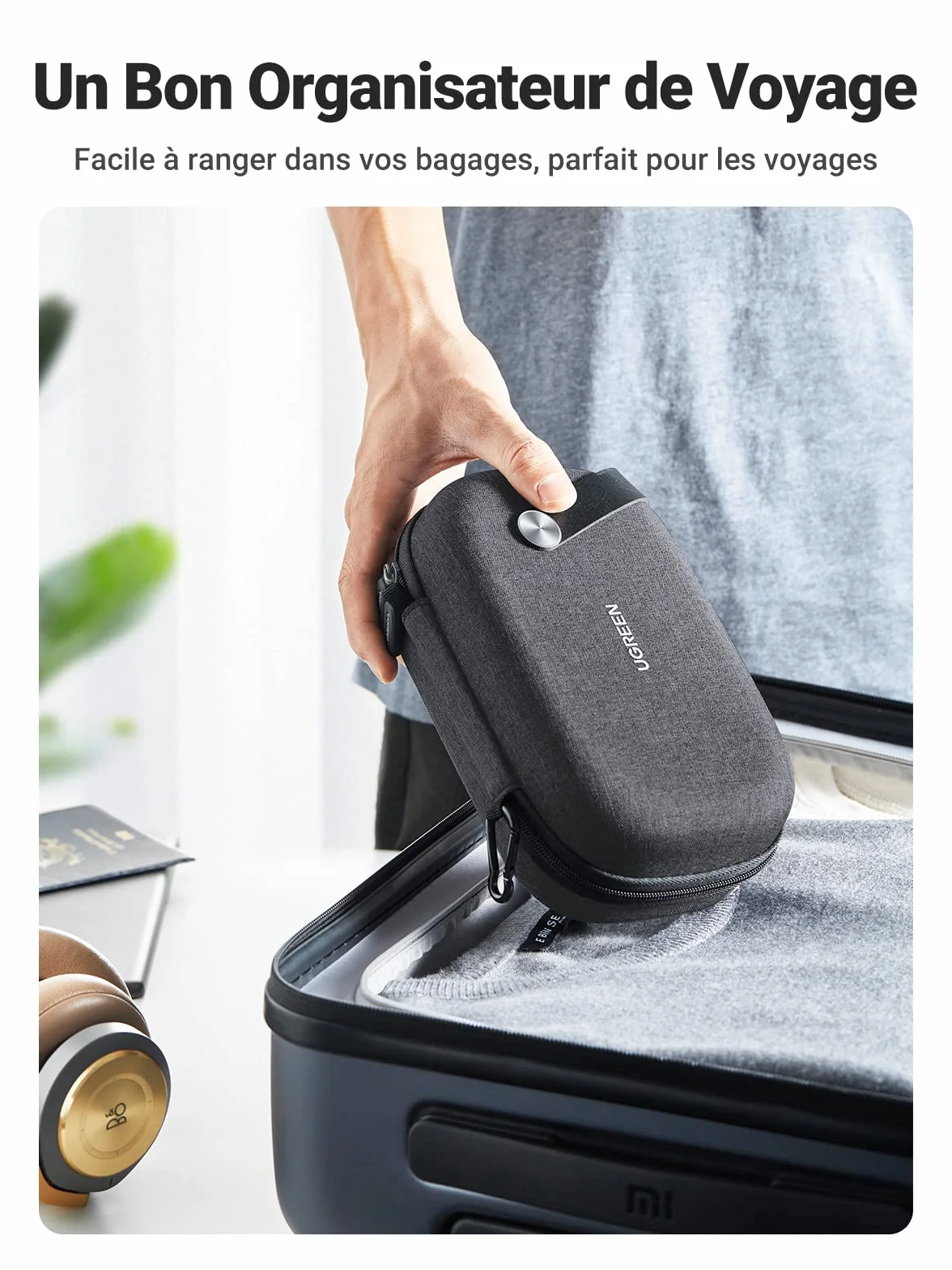 UGREEN Sac Rangement Accessoires Électroniques Pochette Câble Étanche Voyage Antichoc Organisateur Noir
