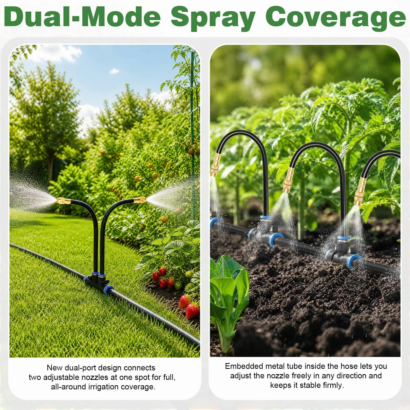 Système d'arrosage automatique à 360° pour jardin - 30 m - 20 émetteurs avec piquet + 10 buses en cuivre réglables - Arrosage goutte à goutte 12 mm + 6 mm - Système de refroidissement au brouillard