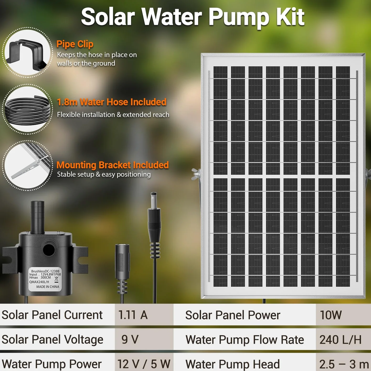 Aérateur de bassin - Pompe à oxygène solaire - 9V10W Pompe à air Solaire pour Aquarium - pour la Circulation de l'eau dans Le Jardin, pêche, hydroponique