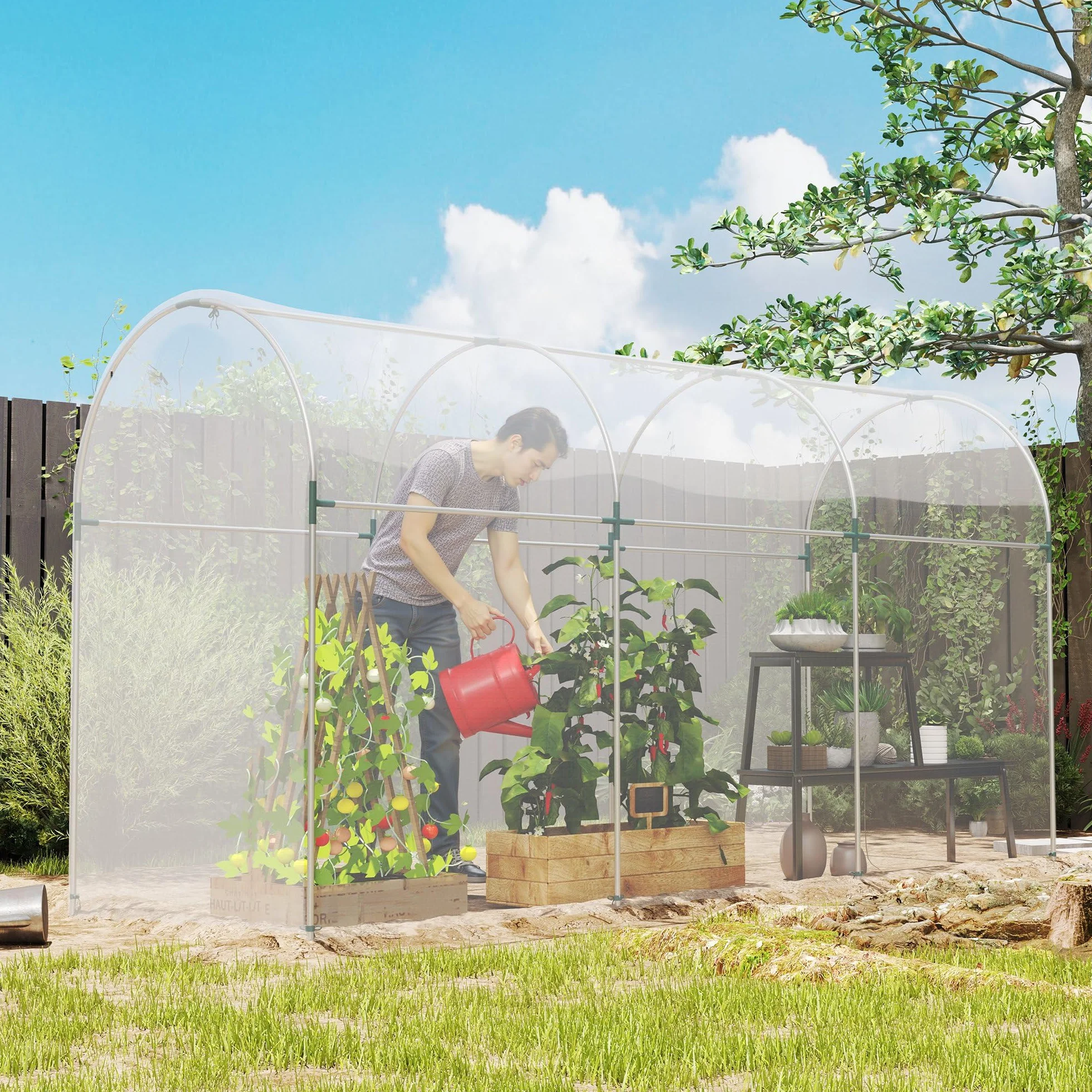 Outsunny Bâche pour Serre Plastique Transparente 6 x 10 m Imperméable Résistante aux UV Polypropylène 150g/m²