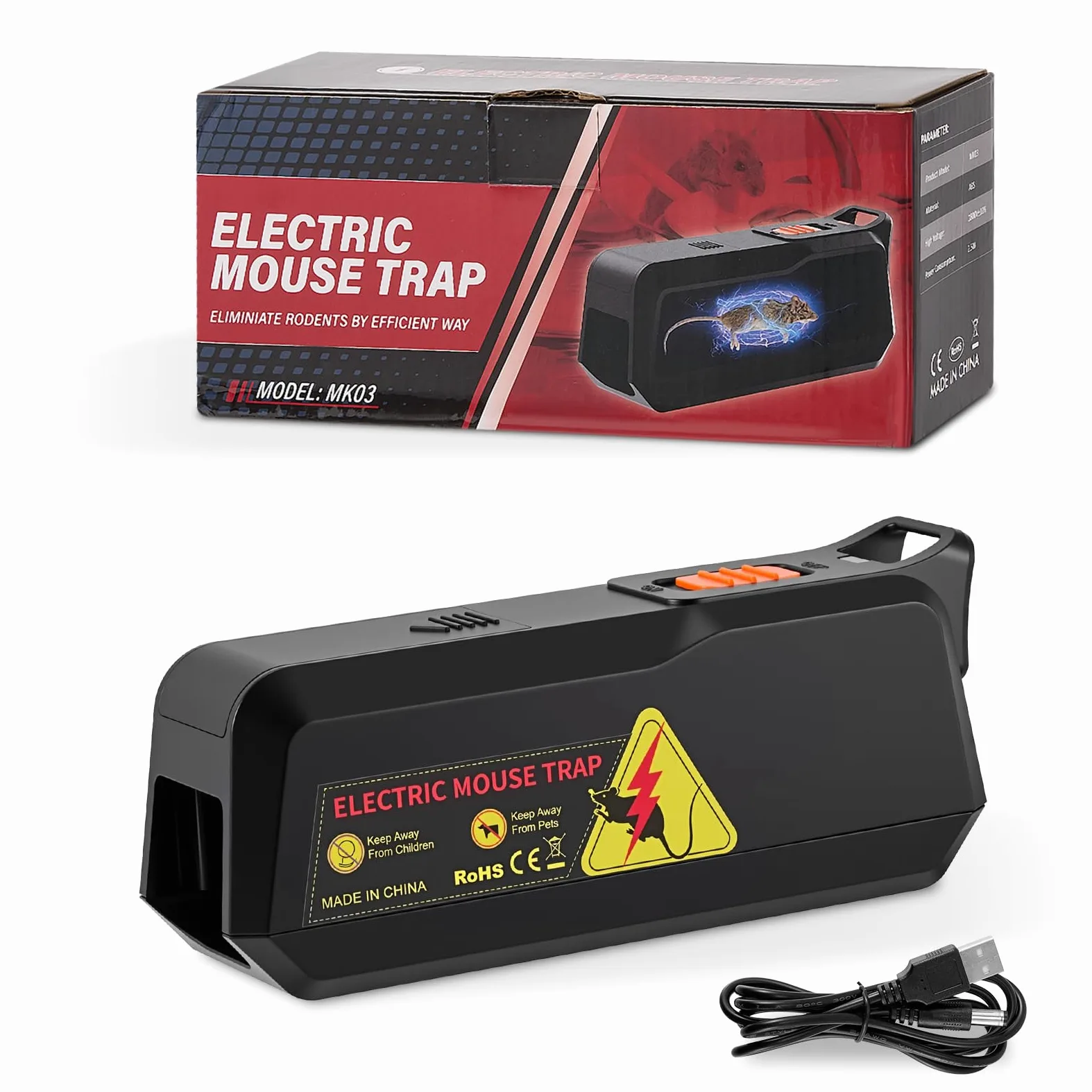 Piège à Souris Électrique, Tueur de Rats/Souris Haute Tension, Réutilisable & Facile à Nettoyer - pour Maison, Jardin, Grenier
