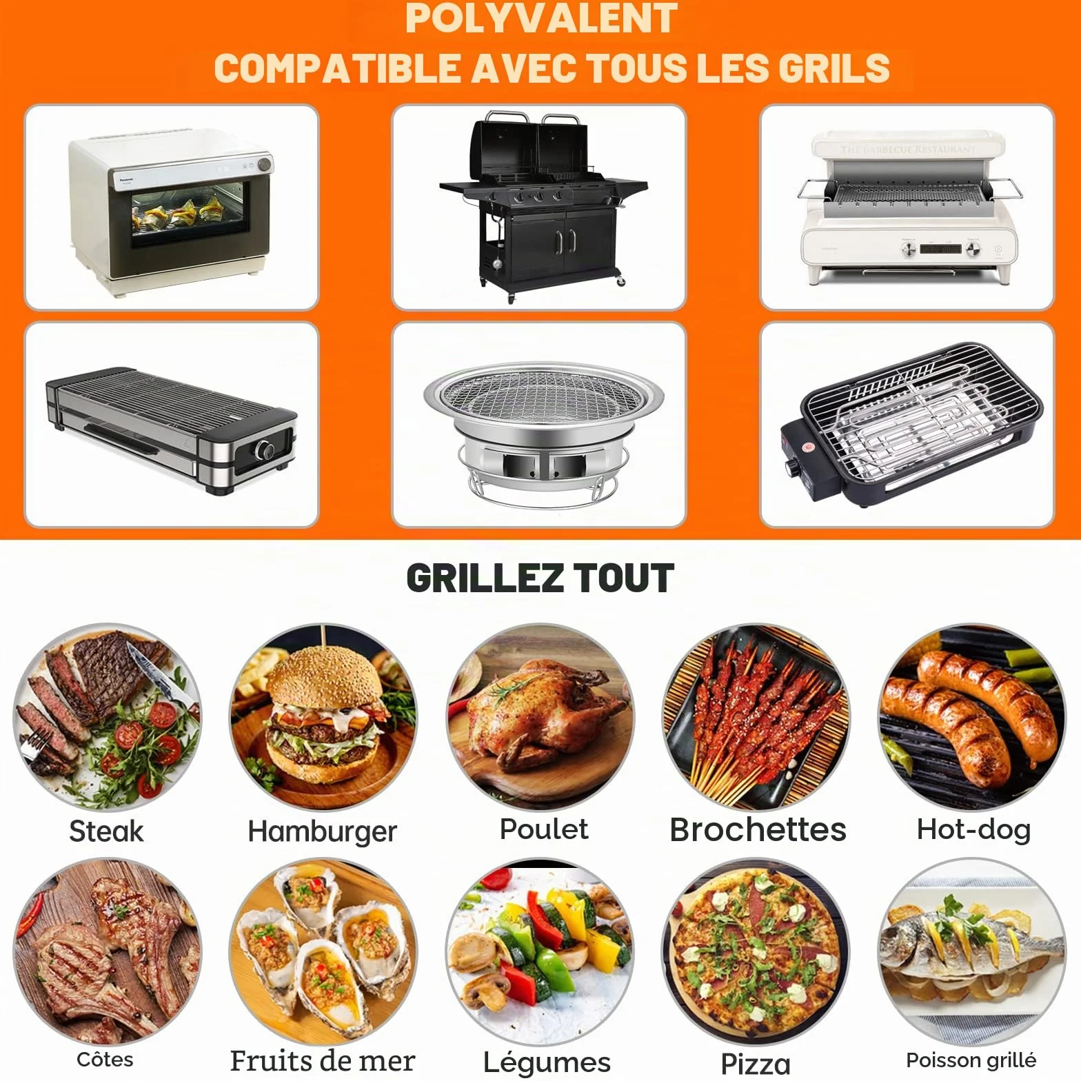 SPGOOD Lot de 5 Tapis de Cuisson pour Barbecue 40 x 32 cm Anti-adhérent sans PFOA Résiste à 260 °C