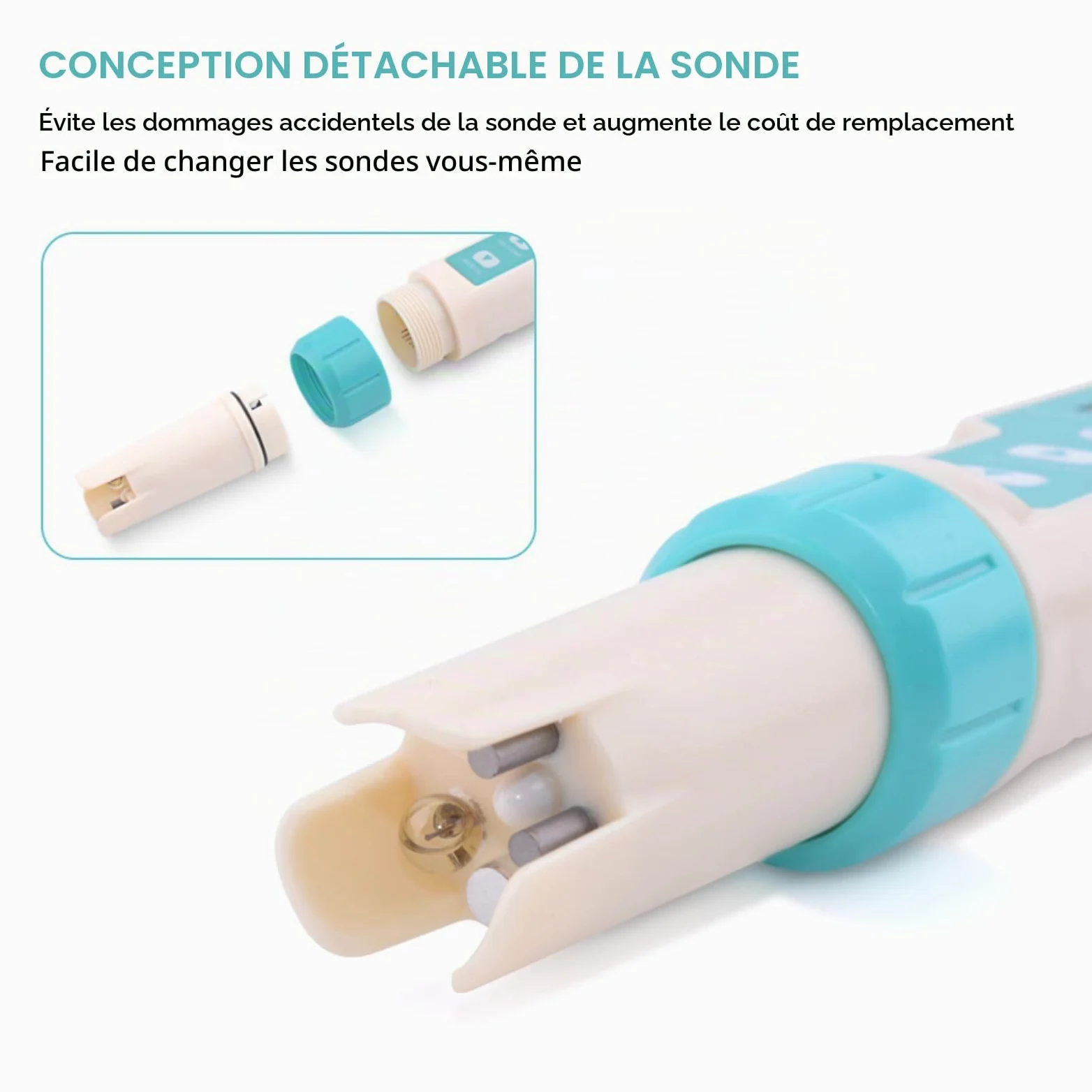 Testeur De Qualité de L'eau, Testeur PH Mètre 7 en 1 et PH/TDS/SALT/ORP/S.G/TEMP/EC, PH-mètre Avec Écran LCD, Pour Eau Potable, Piscine, Aquariums, Hydroponie #A