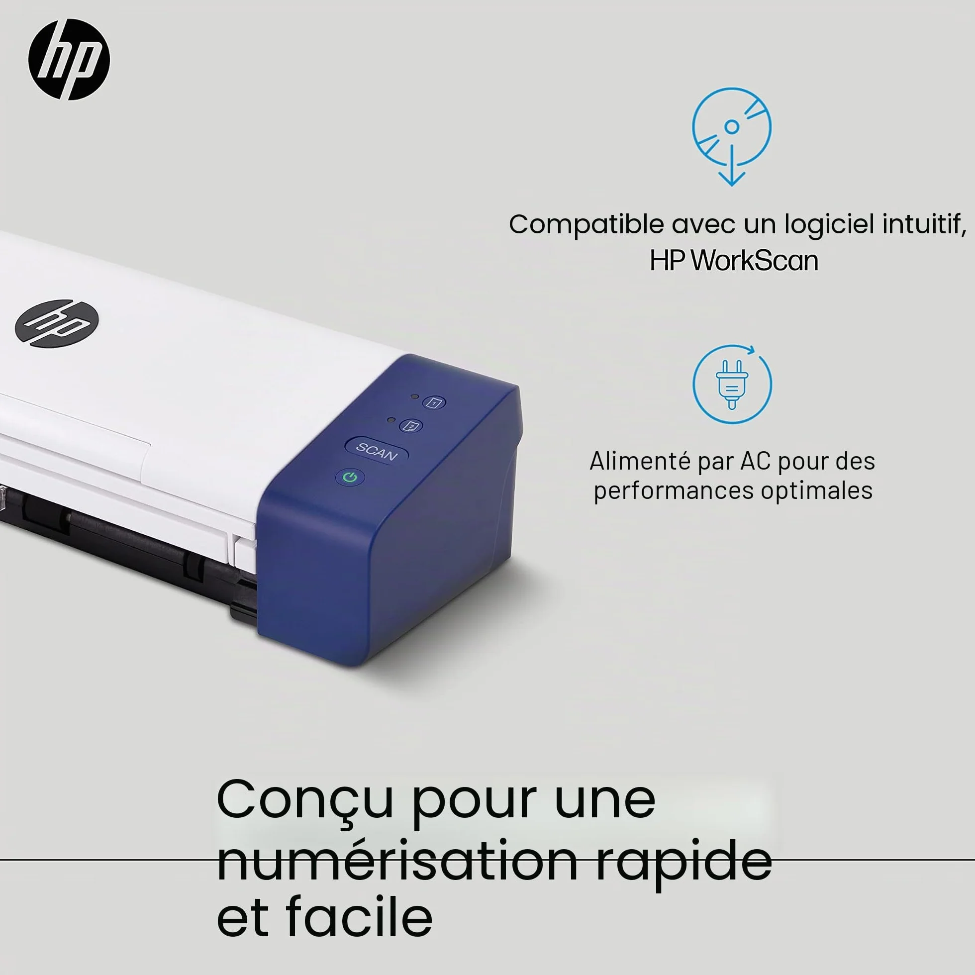 HP Scanner de Documents Portable Duplex USB avec Plateau à Flux Automatique
