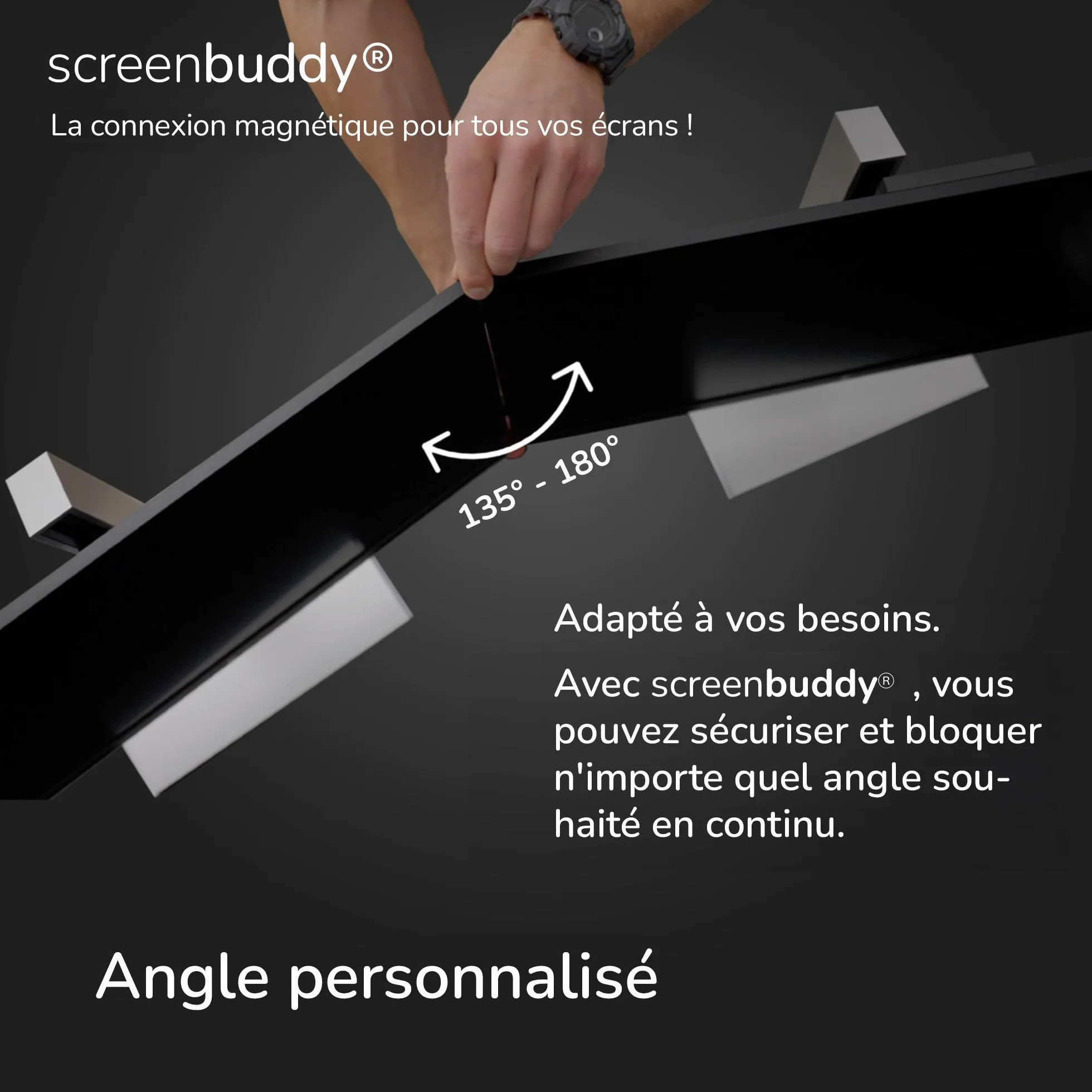 Set de 2 Connexion magnétique pour écrans avec Fonction Smart-Lock, Accessoires innovants pour Ordinateurs/Jeux, Made in Germany