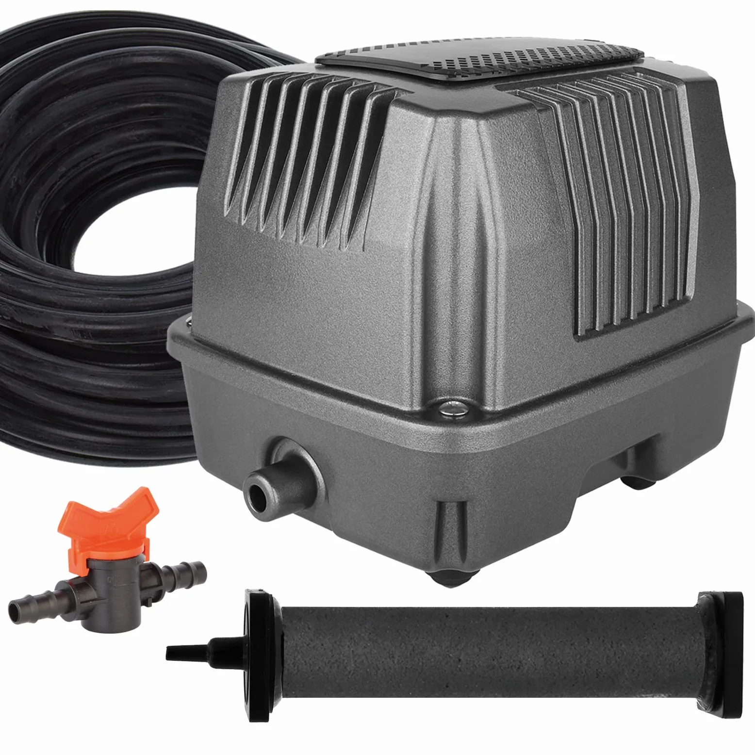 AquaMiracle Kit d'aération de bassin – Aérateur de bassin Koi Kit de pompe à air pour bassin jusqu'à 15 000 gallons Dégivreur d'étang Système d'aération tout-en-un avec contrôle du débit d'air en
