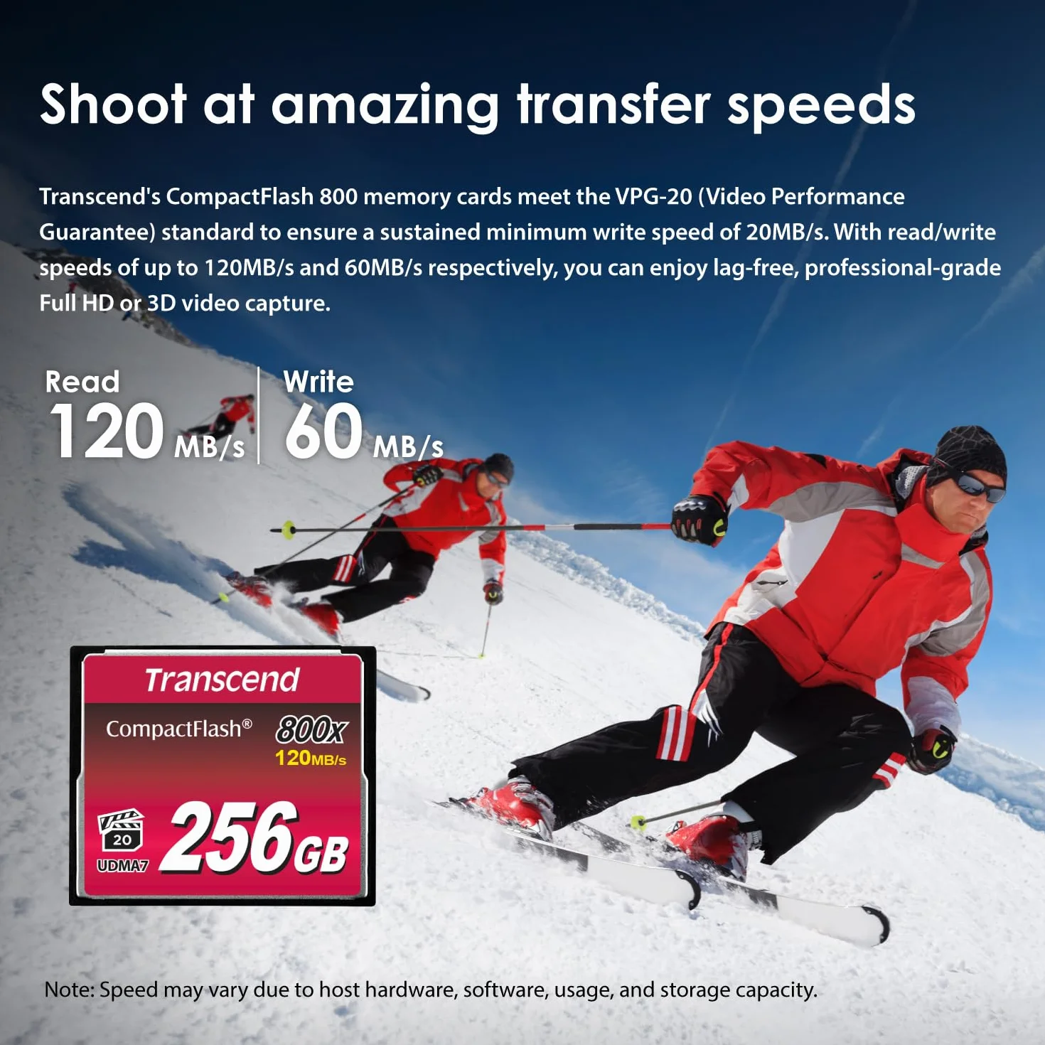 Transcend CF800 CompactFlash 32Go Carte mémoire 120/60 Mo/s Ultra DMA Mode 7