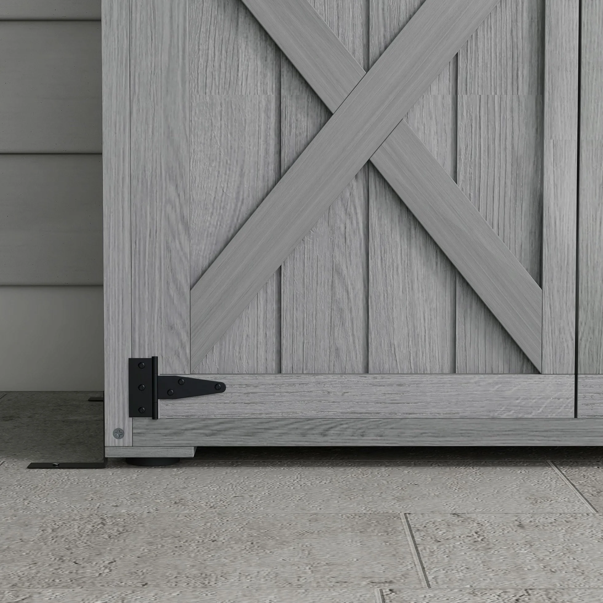 Outsunny Armoire de Jardin 90x54,5x161/168,5 cm Gris Bois Massif Toit incliné bitumé 2 étagères