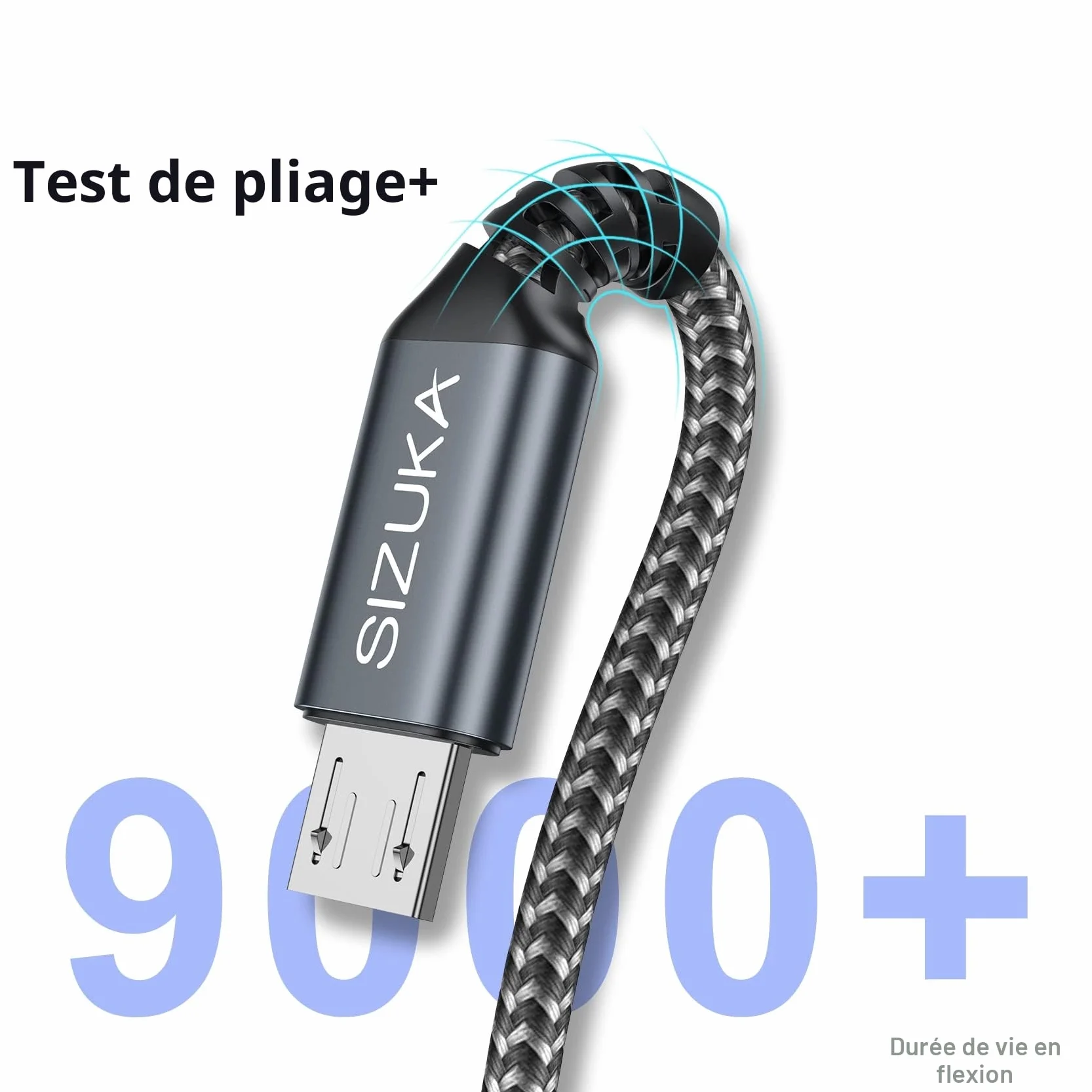 Câble Micro USB 1M Lot de 2 Chargeur 3A Charge Rapide Nylon Tressé pour Android Samsung Galaxy S7 S6 Edge