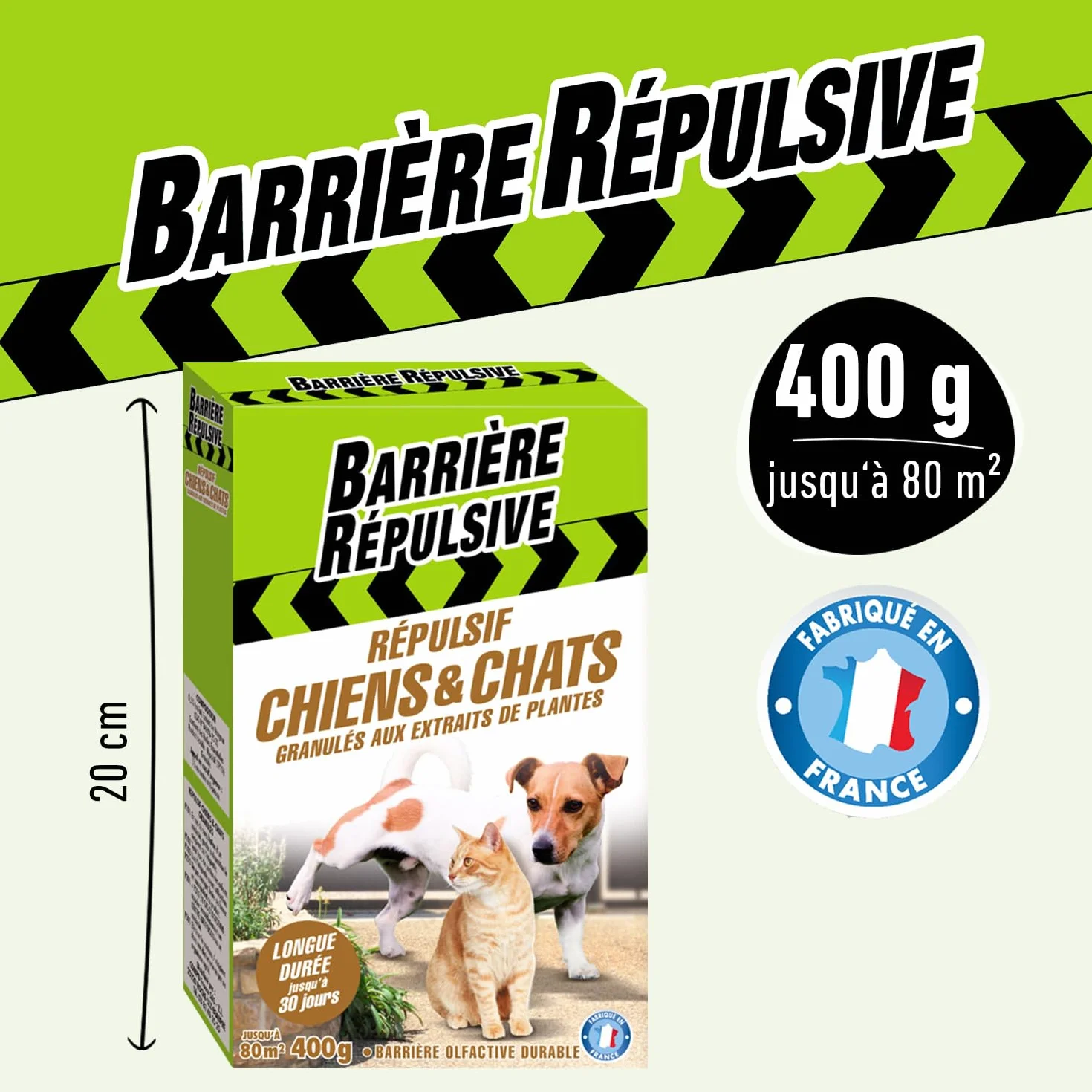 Répulsif Chiens et Chats Extérieur 80 m² 400 g