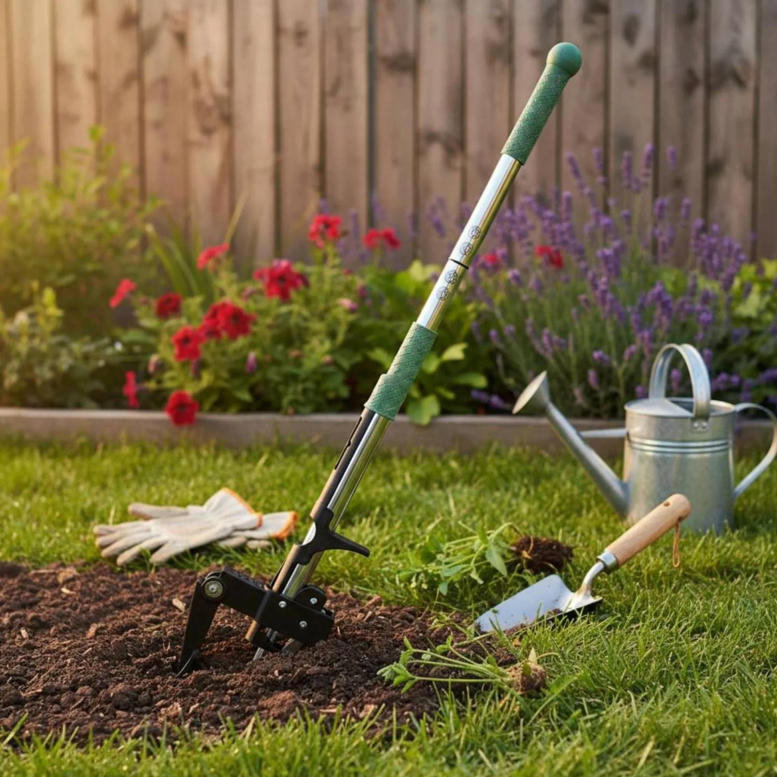 Arrache Herbe en Aluminium Extracteur Désherbeur Manuel Arrache-Racines Outil de Jardinage Poignée Longue Tige Détachable Prévention de la Fatigue , 3-Section