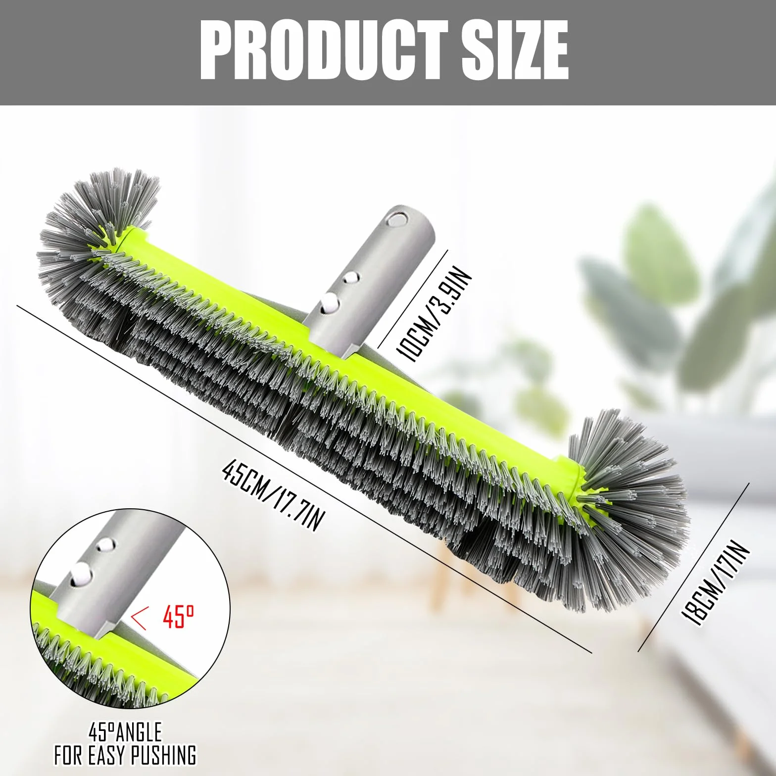 Brosse de nettoyage pour piscine 43 cm Poils avant Clip EZ Poignée aluminium