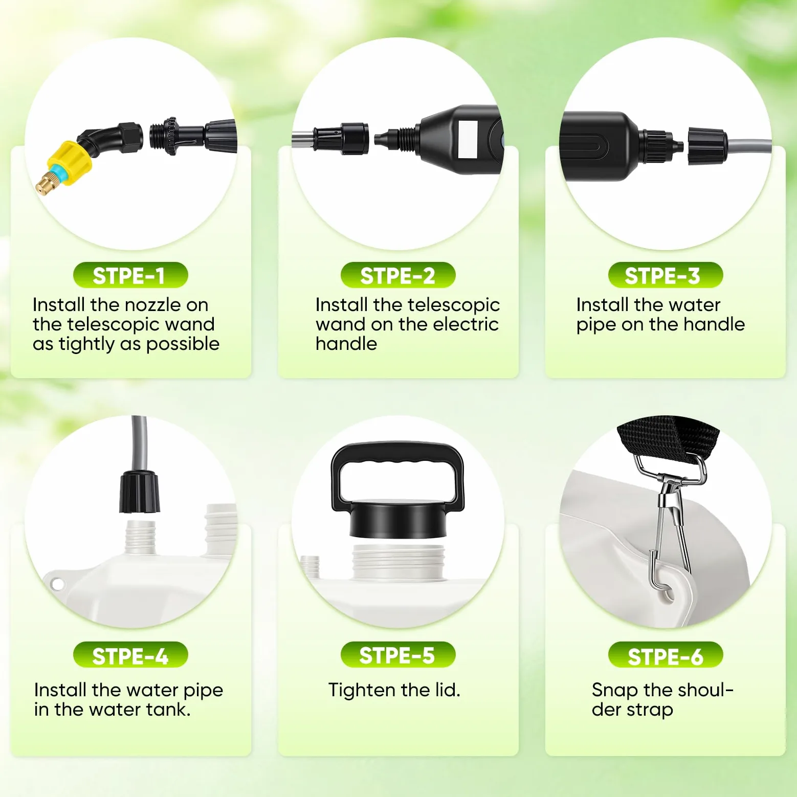 Pulvérisateur électrique 8L avec Batterie USB-C, 3 Buses, Lance télescopique, bandoulière, pour arrosage Jardin & désherbage