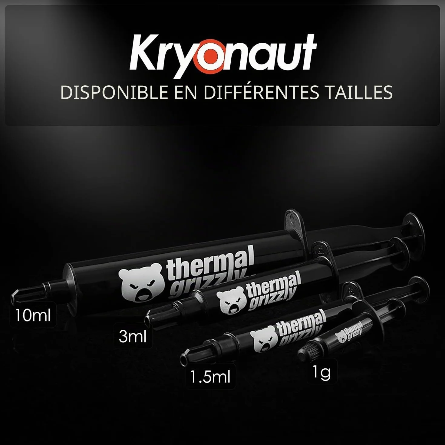 Thermal Grizzly Kryonaut pâte thermique 1g refroidissement processeur carte graphique