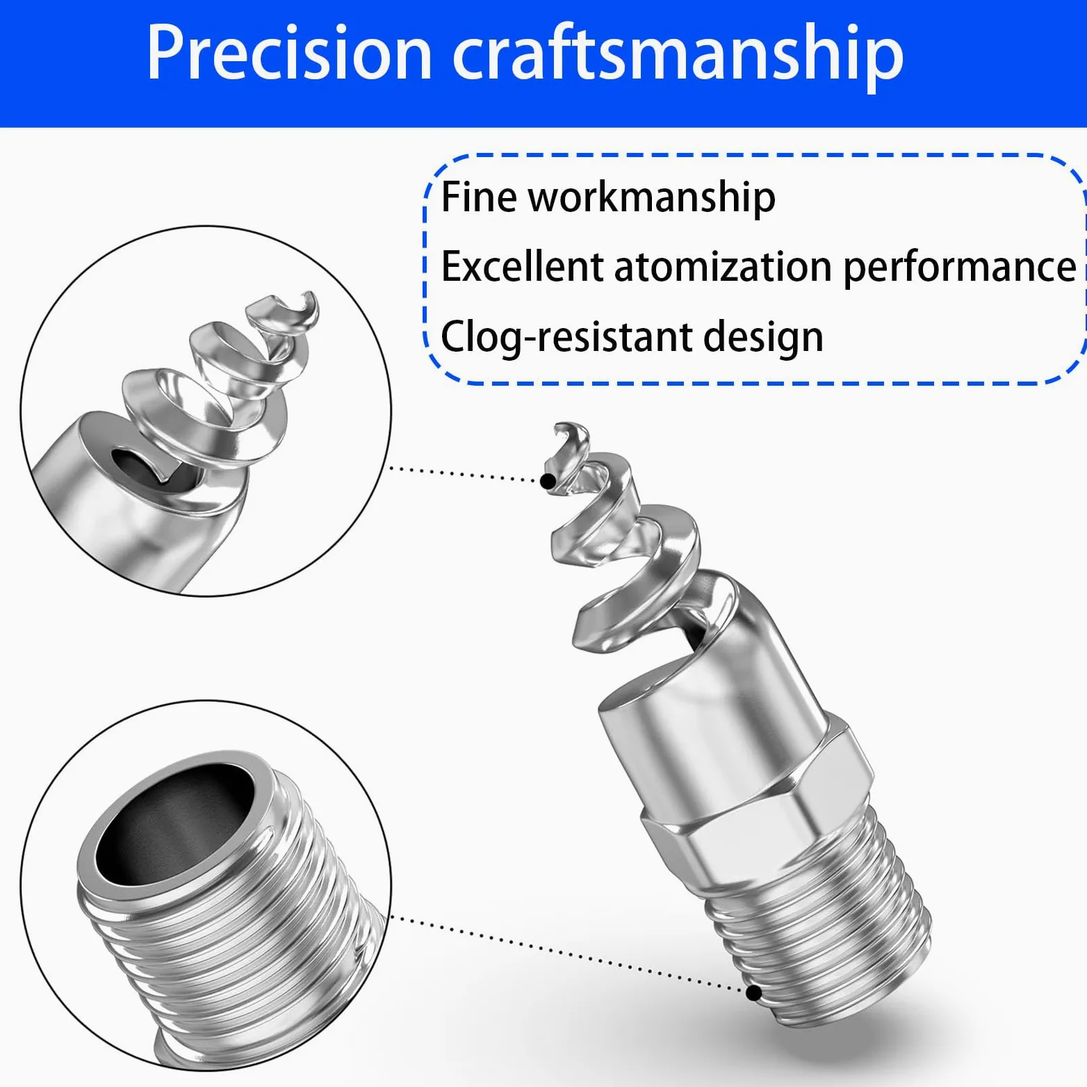 La poussière industrielle en métal de buse d'atomisation de cône en spirale mâle enlève le jet de buse 5pcs 1-1/4"