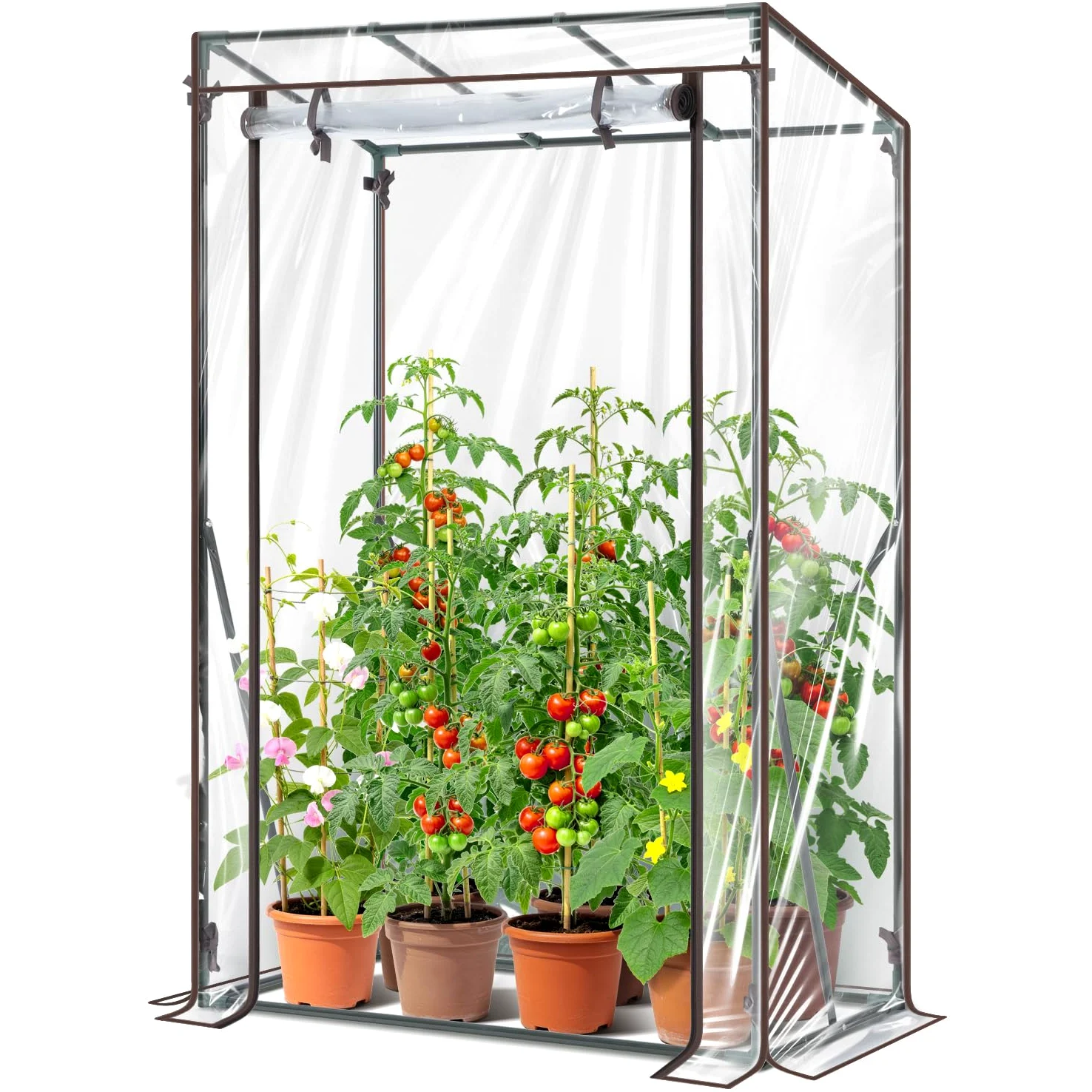 Ohuhu Petite serre en film plastique de qualité supérieure - Pour balcon, serre à tomates - Serre pour balcon - Tente d'hivernage pour plantes - Stable - Résistant à l'hiver - PVC - 100 x 50 x 152 cm
