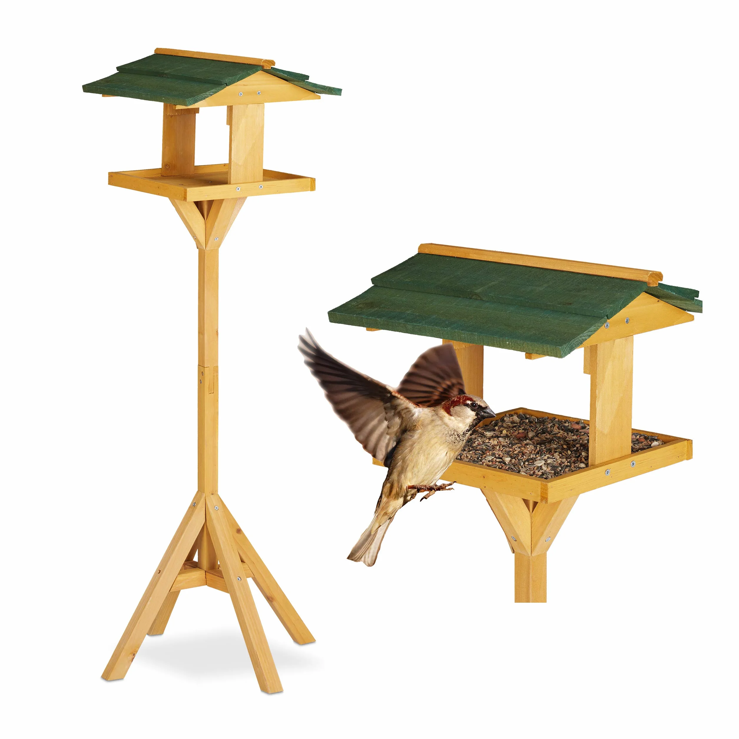 Abreuvoir Maisonnette Oiseau sur Pied 117cm Vert pour Jardin Balcon