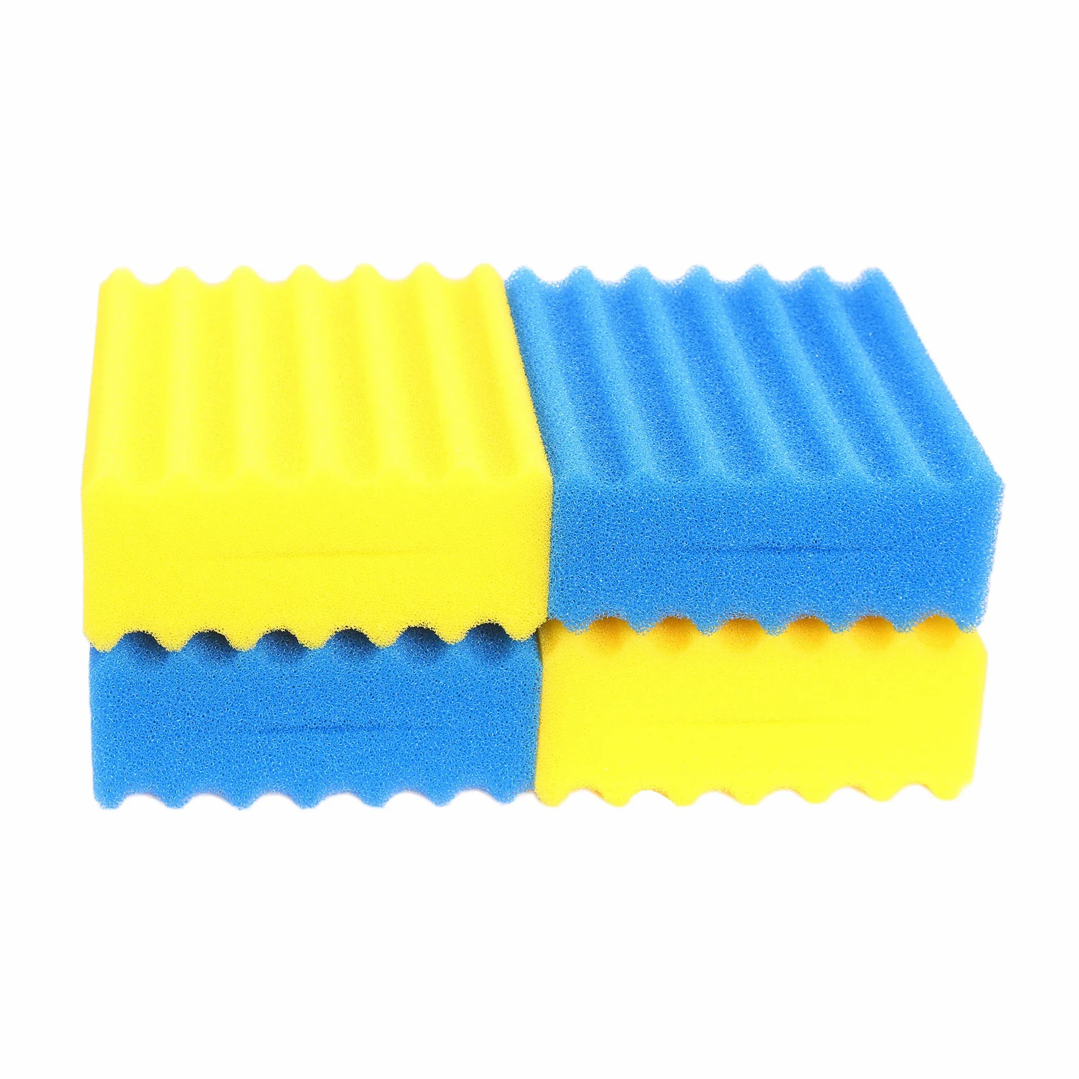 Compatible Éponge Filtrante pour Sunsun CBF-350 CBF-350B CBF-350C CBF-550 Filtre (2X Jaune Fin, 2X Bleu Gros)