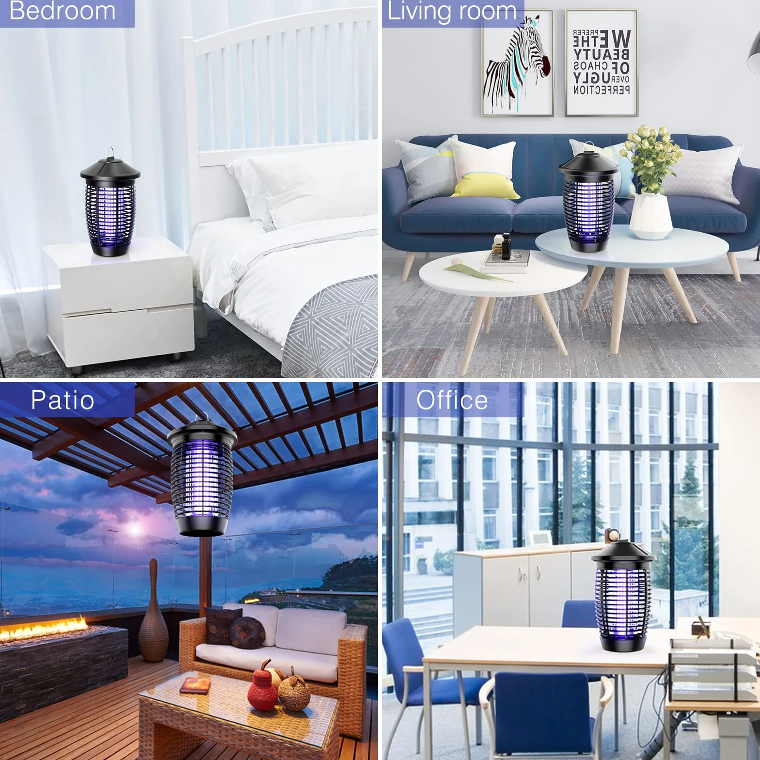 Palone Lampe Anti Moustique 4500V 20W UV Tueur d'Insectes Électrique Portée 100m² Intérieur Extérieur