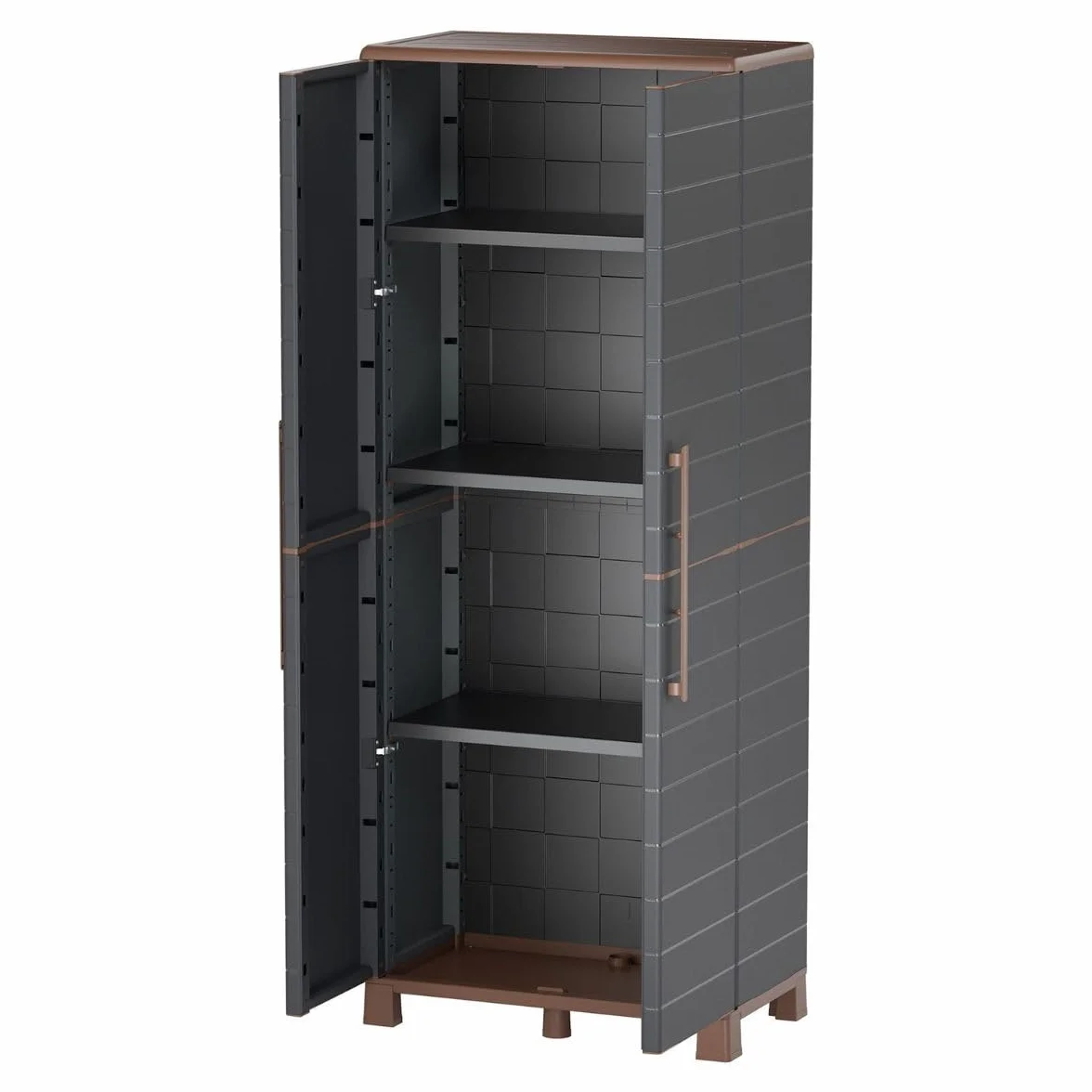 Art Plast Armoire de Rangement 2 Portes 3 étagères réglables 70 x 39 x 165 cm Grise