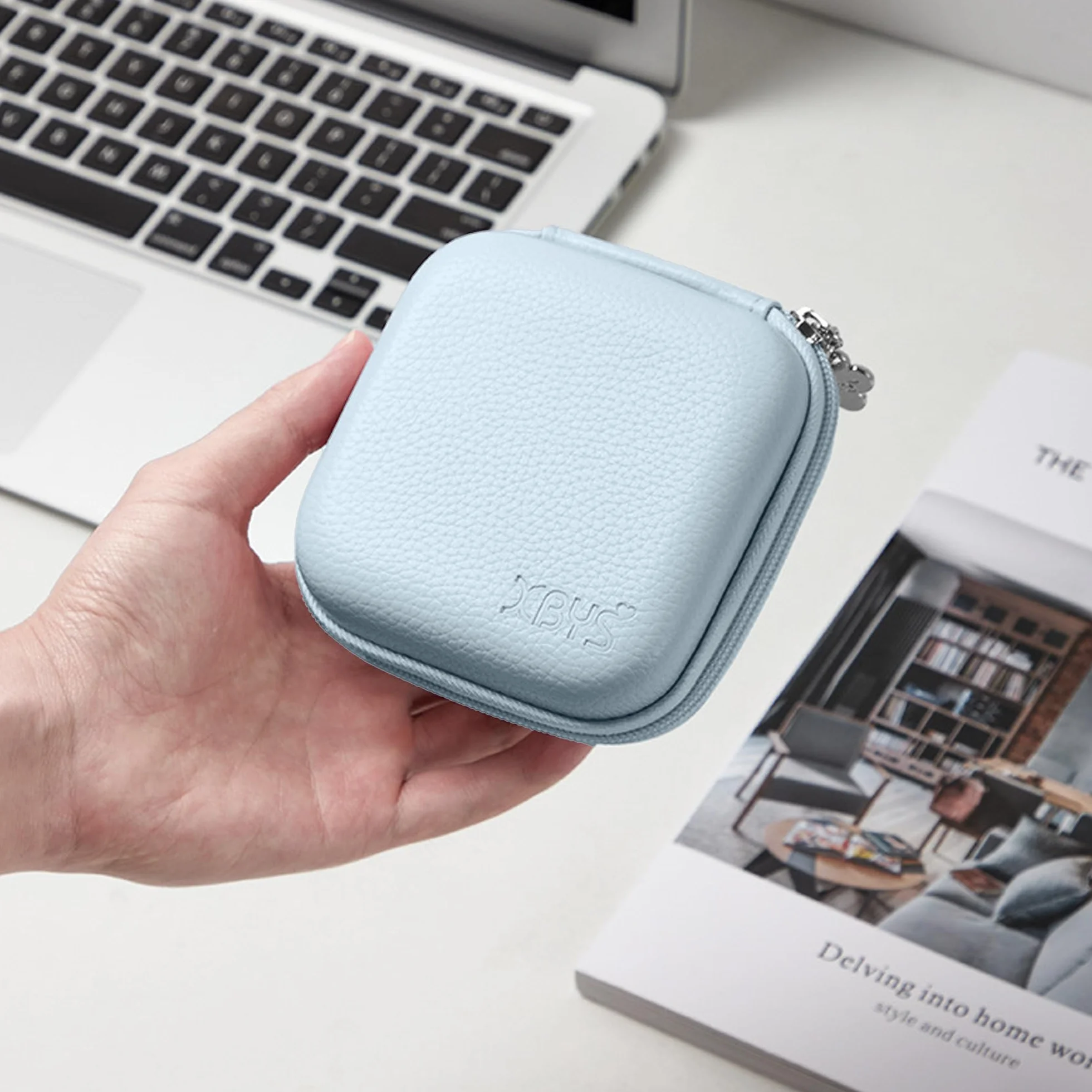 MacBook Organiseur de Chargeur Sac de Rangement Accessoires de Voyage Compatible Câbles USB Bleu