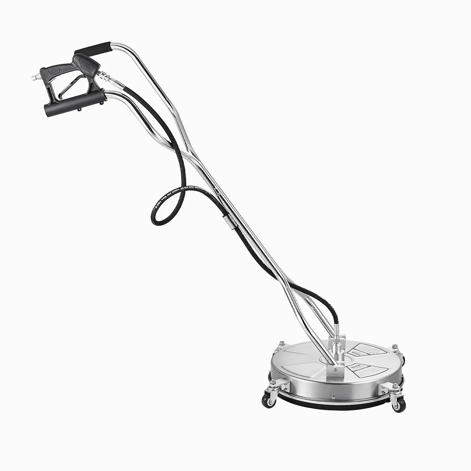 VEVOR Nettoyeur de surface pour nettoyeur haute pression 465 mm, accessoire nettoyeur sol en acier inox sur roues, 275 bar max. connecteur 0,95 cm 2 buses pulvérisation double poignée pour béton patio