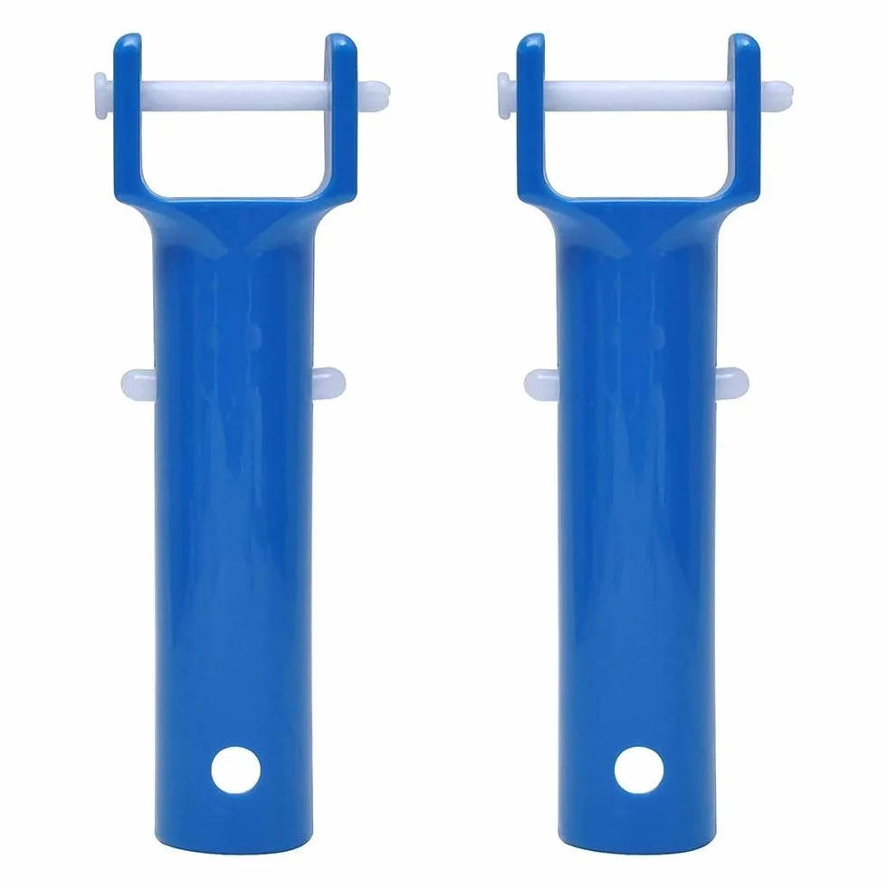 Kit de remplacement poignée aspirateur piscine clip papillon longue broche fixation sûre bâtons télescopiques plastique bleu 2 poignées 4 clips en V