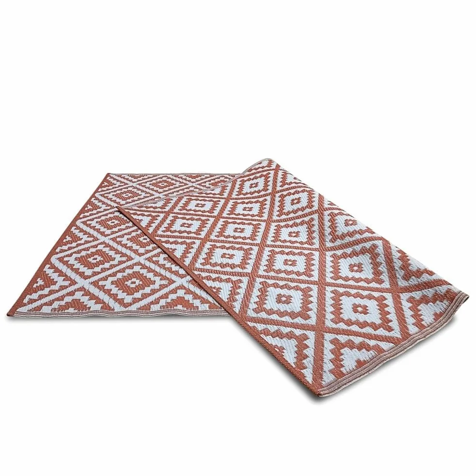 TERRE JARDIN Tapis extérieur réversible pour Balcon et terrasse Terracotta - 160 x 240 - Terracotta