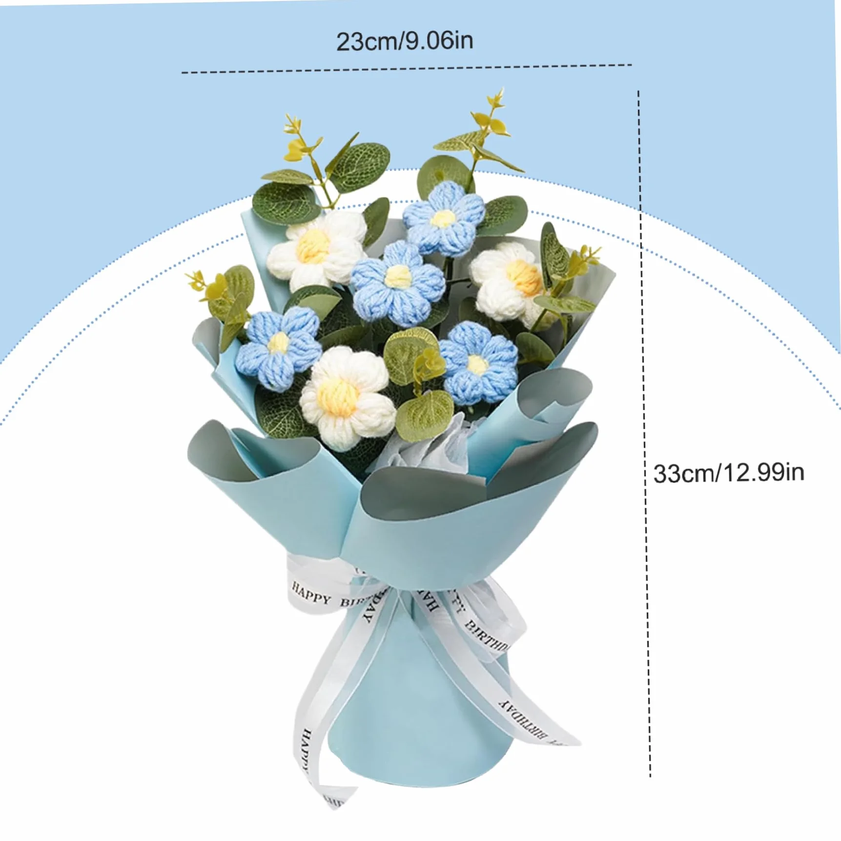 Bouquet de Fleurs au Crochet Bleu 9x13 - Fleurs Artificielles Décoration Intérieure