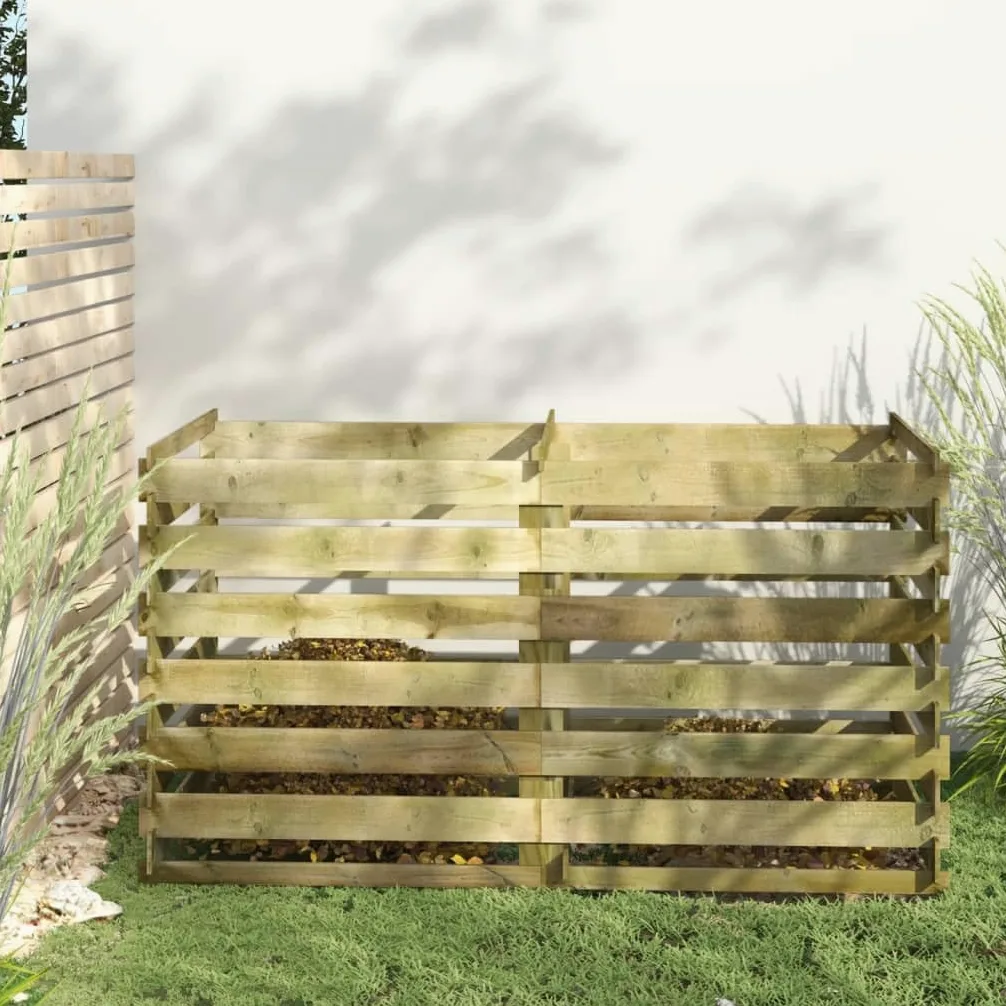 Composteur en Bois, Composteur de Jardin Bac à Compost à Lattes Bois de pin imprégné 180x90x90 cm