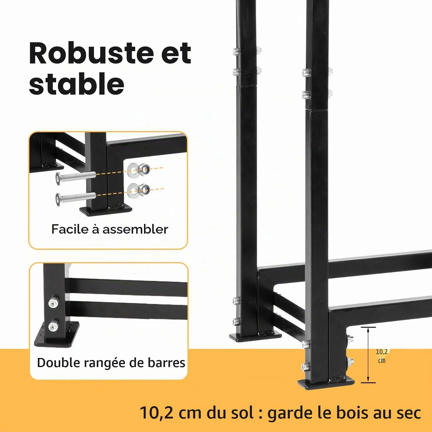 NALONE Support de bois de chauffage d'extérieur 120CM avec housse imperméable et sac de transport