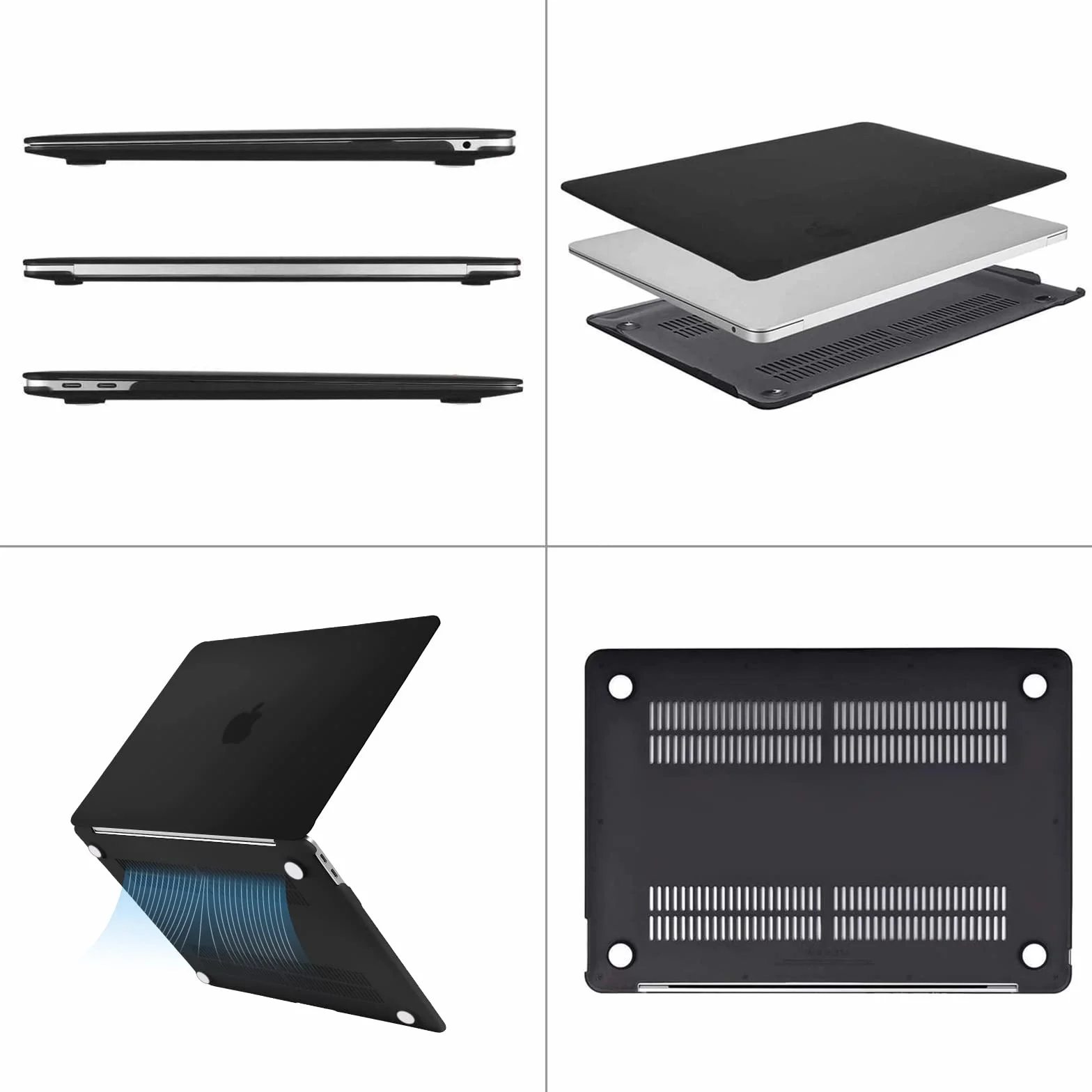 MOSISO Coque Compatible MacBook Air 13 Pouces M1 2021-2018 Retina Display Touch ID, Rigide A2337 A2179 A1932, Noir