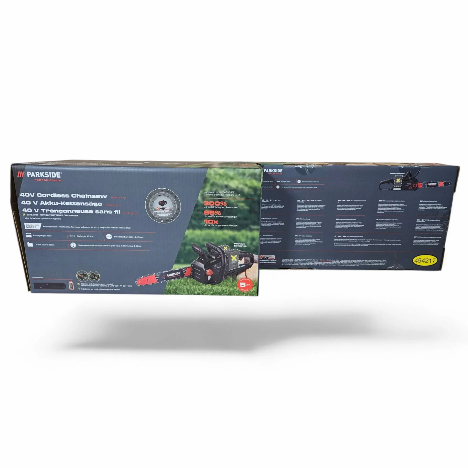 Parkside Performance Tronçonneuse sans fil 40 V PPKSA 40 Li B2, sans batterie ni chargeur, longueur de coupe : 38 cm