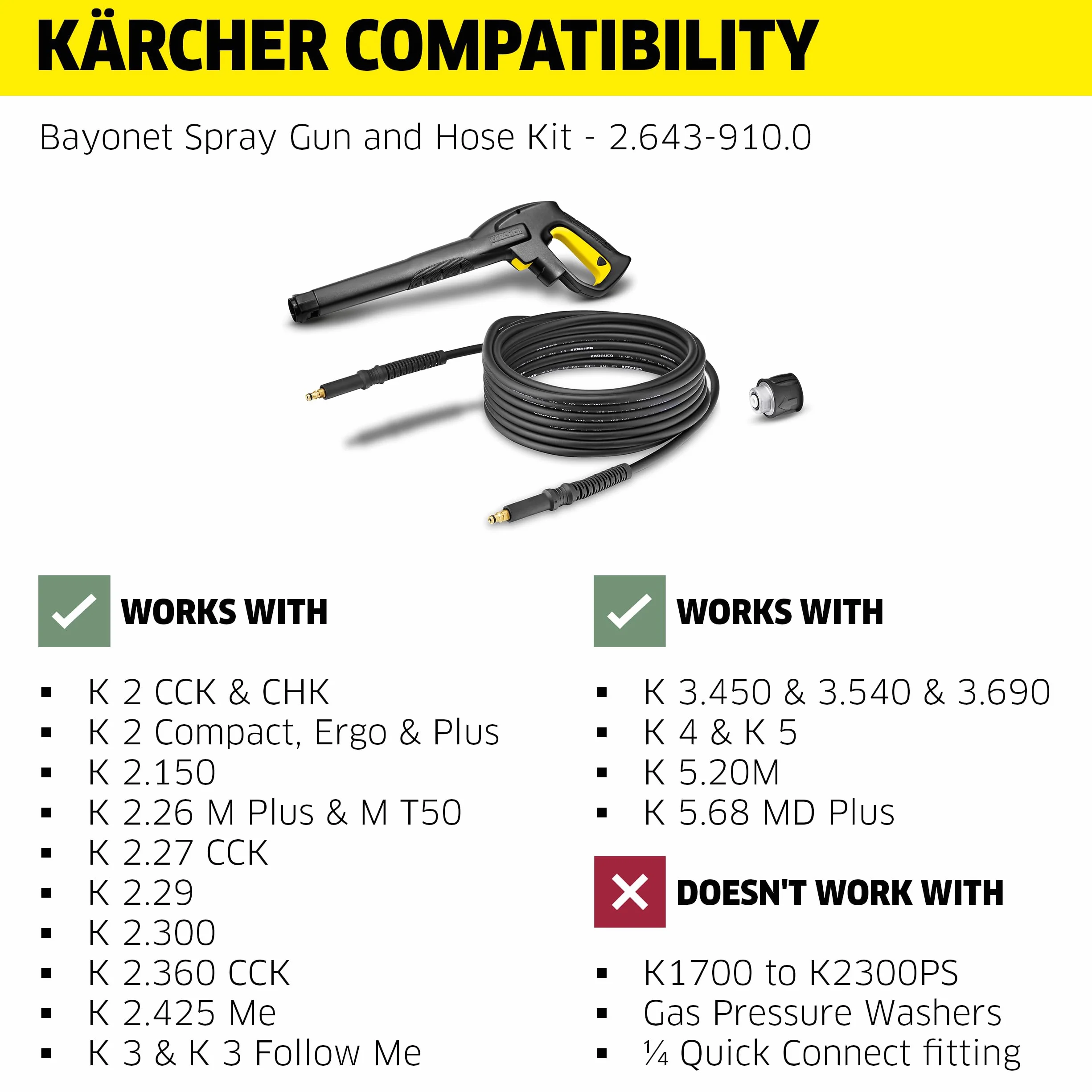 Kärcher - HK 7.5, Kit De Tuyau Haute Pression, Compatible avec K 2 Basic