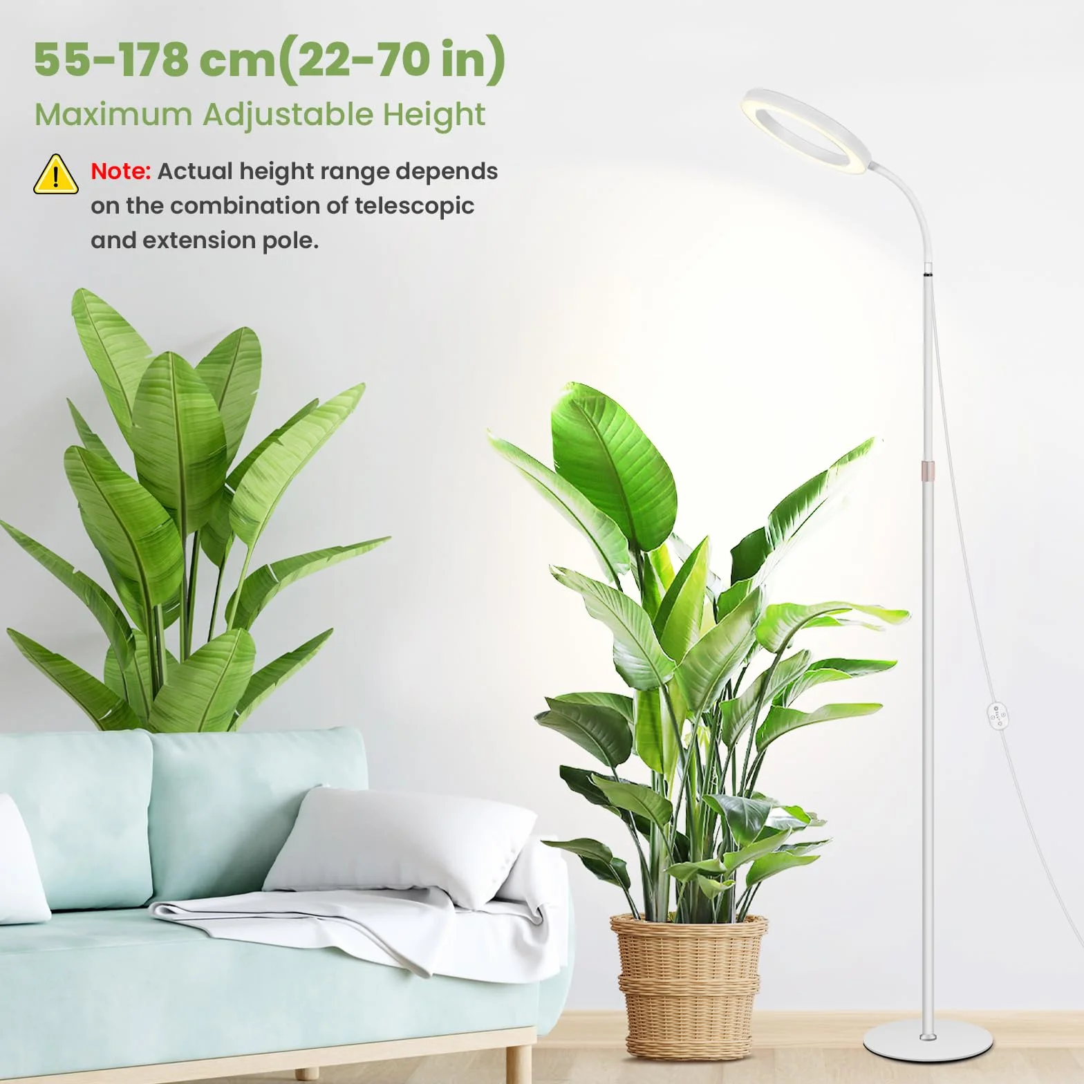 Lampe horticole LED LUMILEDS 24V 20W spectre complet 660 nm, hauteur réglable 56-178 cm, minuterie & gradation