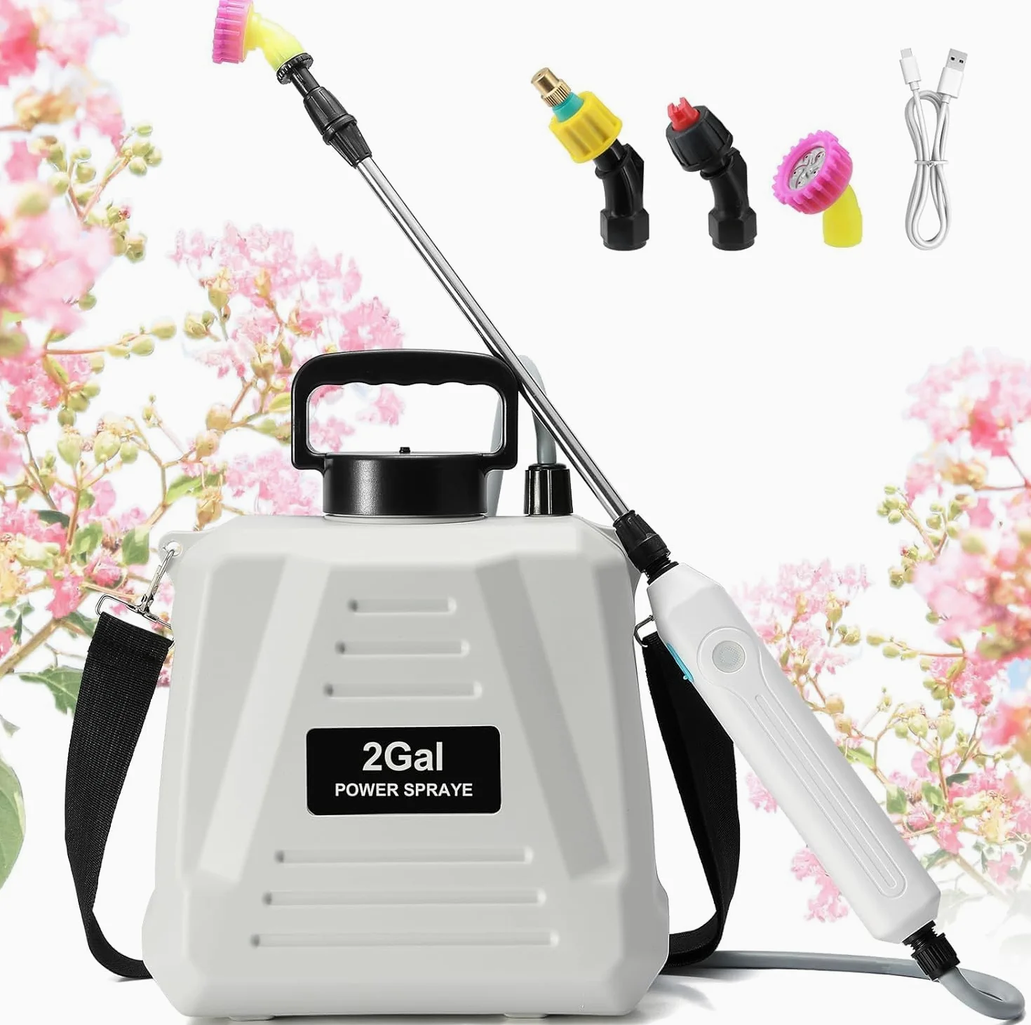 Pulvérisateur Électrique 8L, Pulverisateur de Jardin, Atomiseur à Batterie avec 2h d’Autonomie, Tige Télescopique 88cm, 4 Modes de Pulvérisation, Puissant pour Plantes, Nettoyage, Désinfection