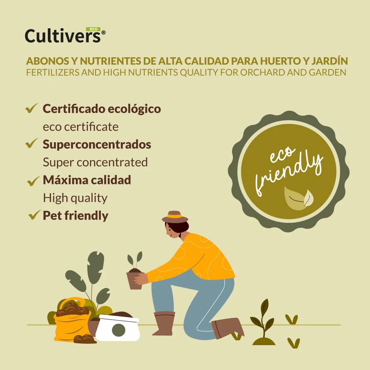 Engrais bonsaï écologique CULTIVERS 250 g fertilisant granulé NPK 8-1-5 74% matière organique