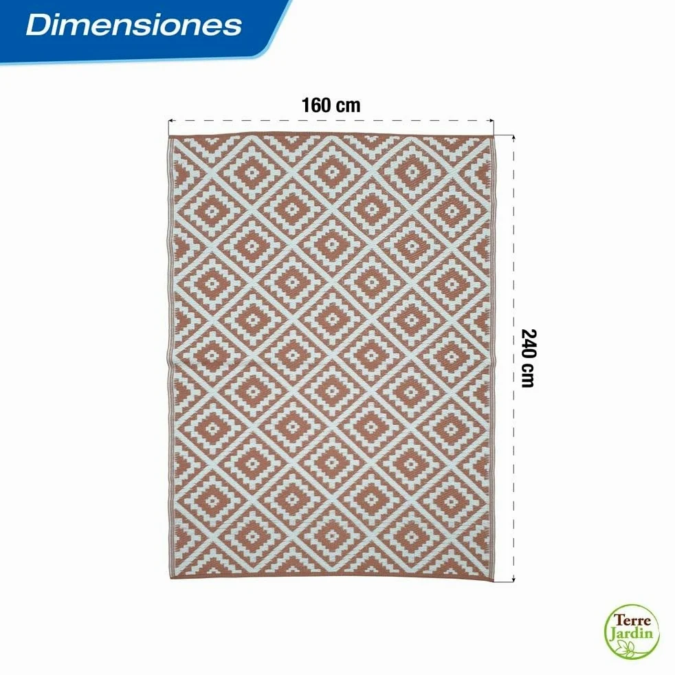 TERRE JARDIN Tapis extérieur réversible pour Balcon et terrasse Terracotta - 160 x 240 - Terracotta