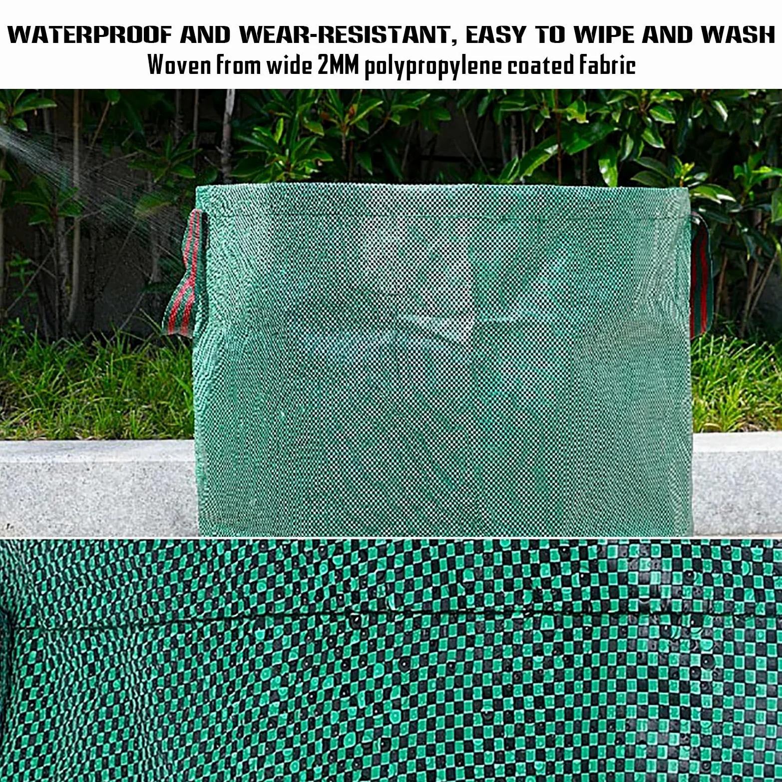 Sac de Jardin Réutilisable, Sac de Déchets de Jardin avec 4 poignées renforcées, avec râteau à Feuilles réglable et Gants de Jardin pour Les Feuilles de Jardin et la Collecte des déchets 272L