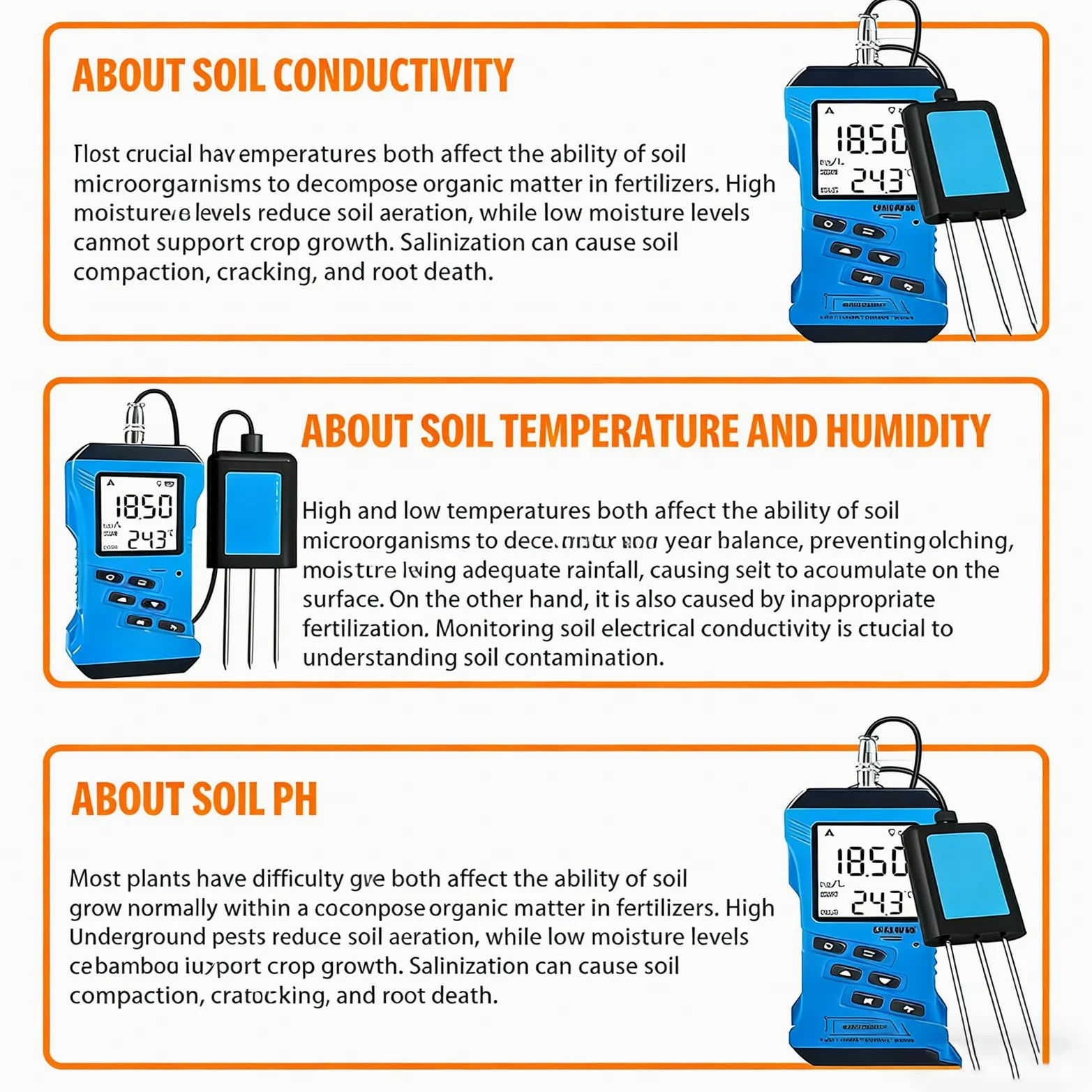 Testeur de sol - Testeur de sol rapide 7 en 1 pour pH, humidité, nutriments, phosphore et potassium pour jardin, pelouse, ferme, plantes en pot et fleurs
