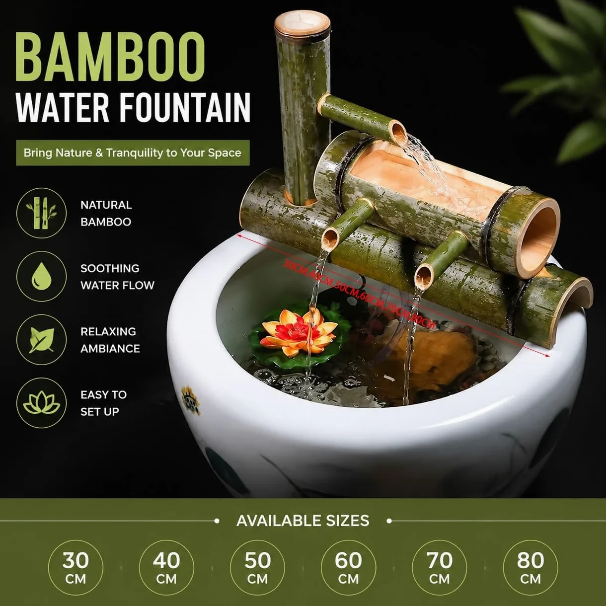 Fontaine à Eau Solaire en Bambou pour Extérieur, Fontaine Cascade Japonaise Zen avec Pompe Et Bec d'eau, Décoration De Jardin, Bassin Et Espace Relaxation