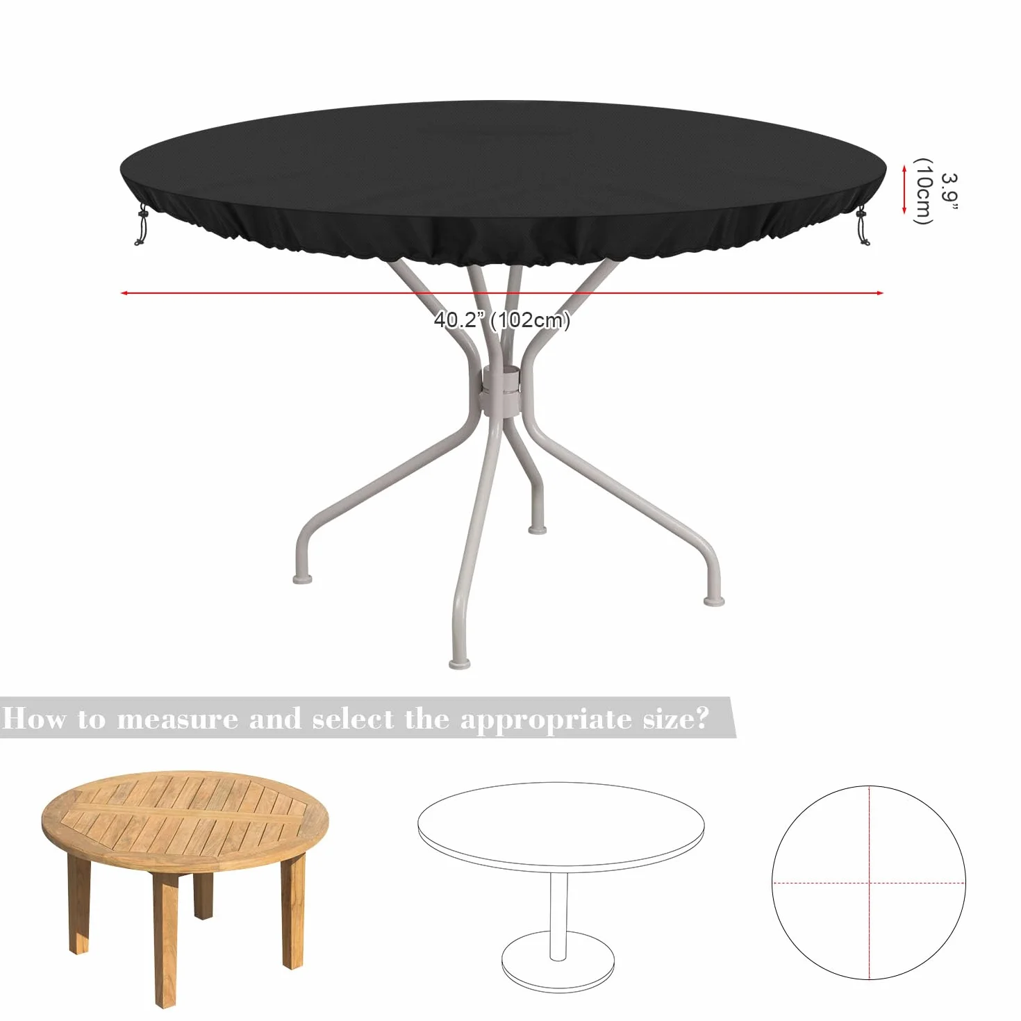 Housse de Protection Table Basse de Jardin Impermeable Anti-UV Tissu Oxford 420D Ø102x10cm