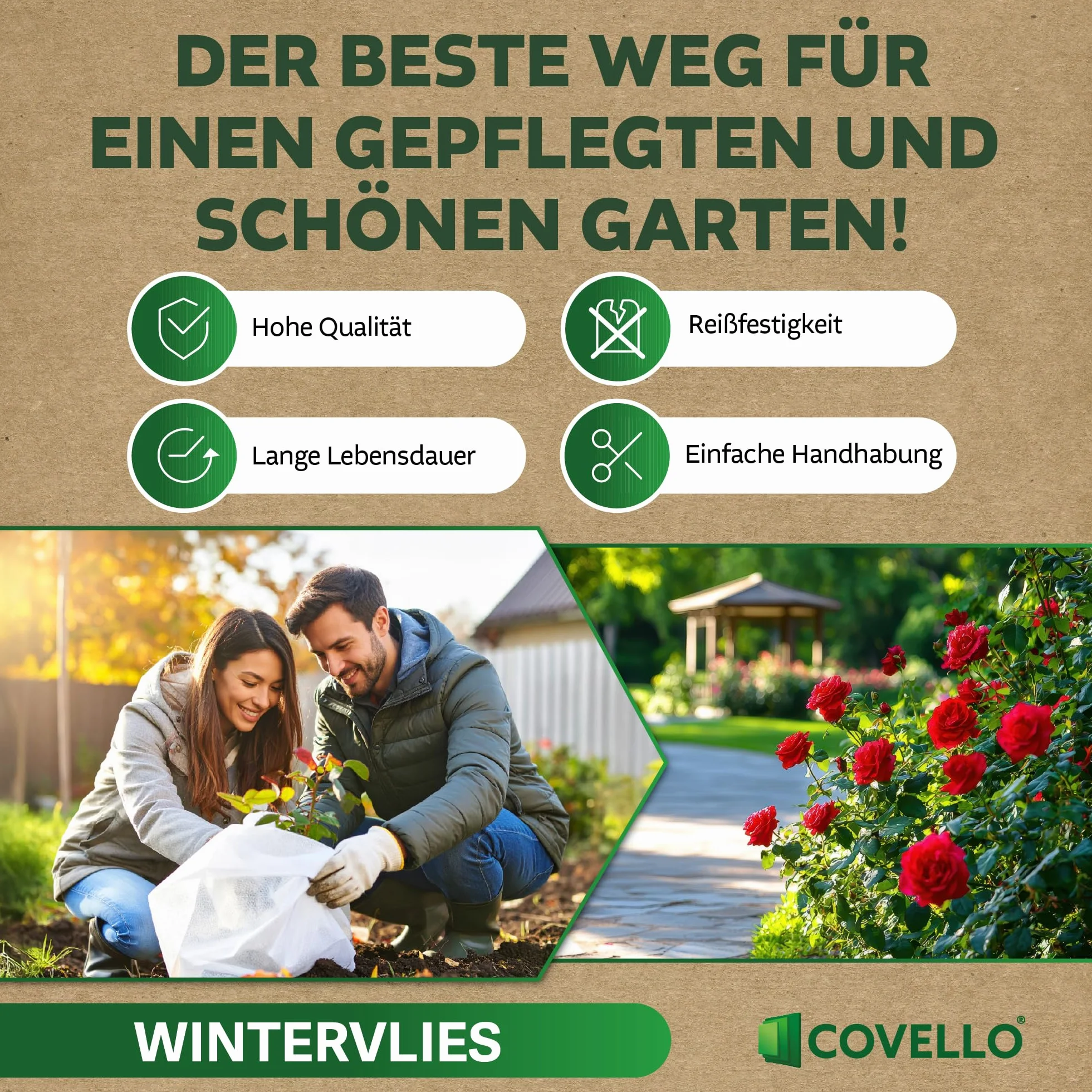 Covello Voile d'Hivernage pour Plantes 50g/m² Protection UV Respirante 25m x 1,6m 40m²