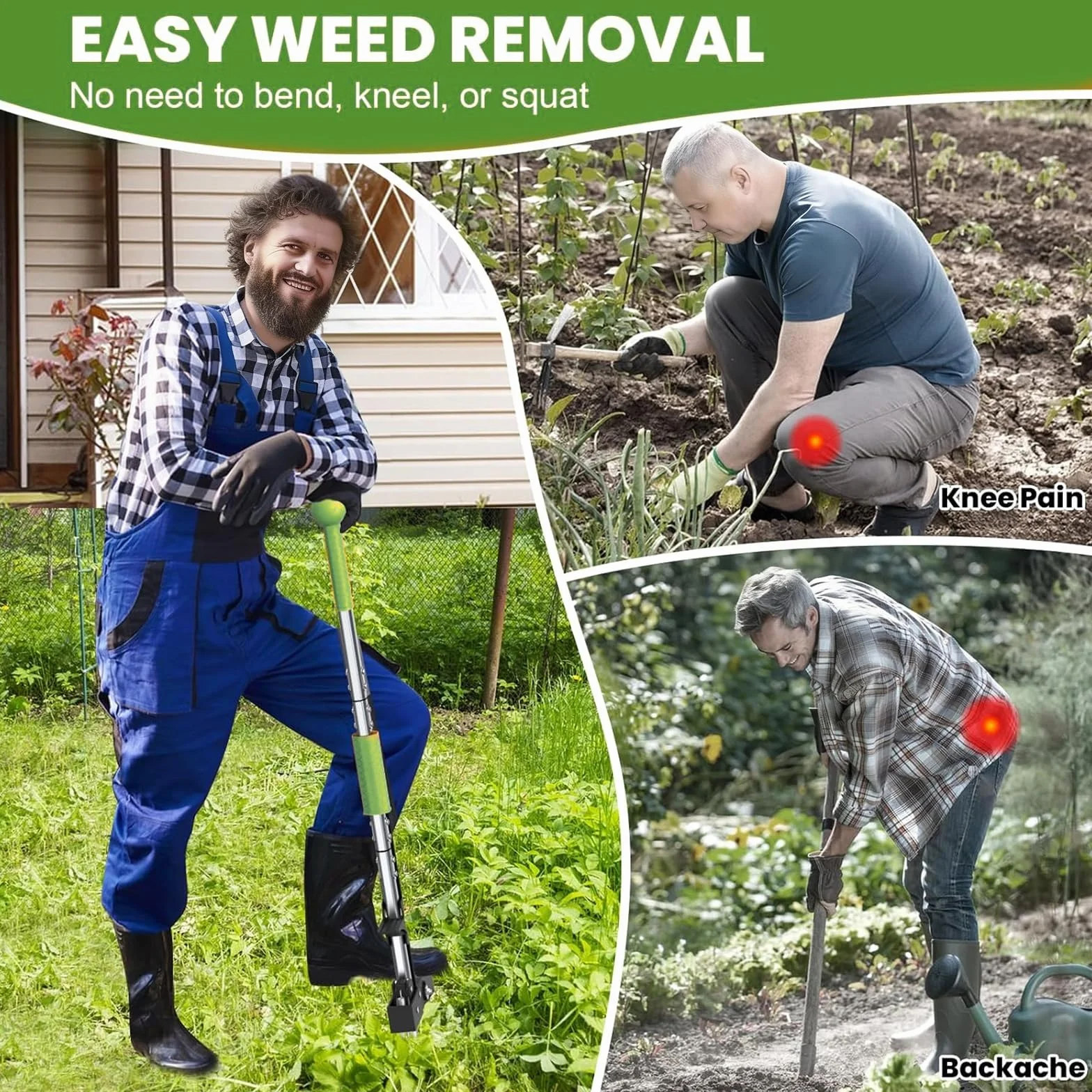 Arracher Les Mauvaises Herbes De Jardin, Outil D'arrachage Vertical, Manche Long Ergonomique, Tête à Quatre Mâchoires En Acier Inoxydable, élimine Facilement Les Mauvaises Herbes De Votre Jardin