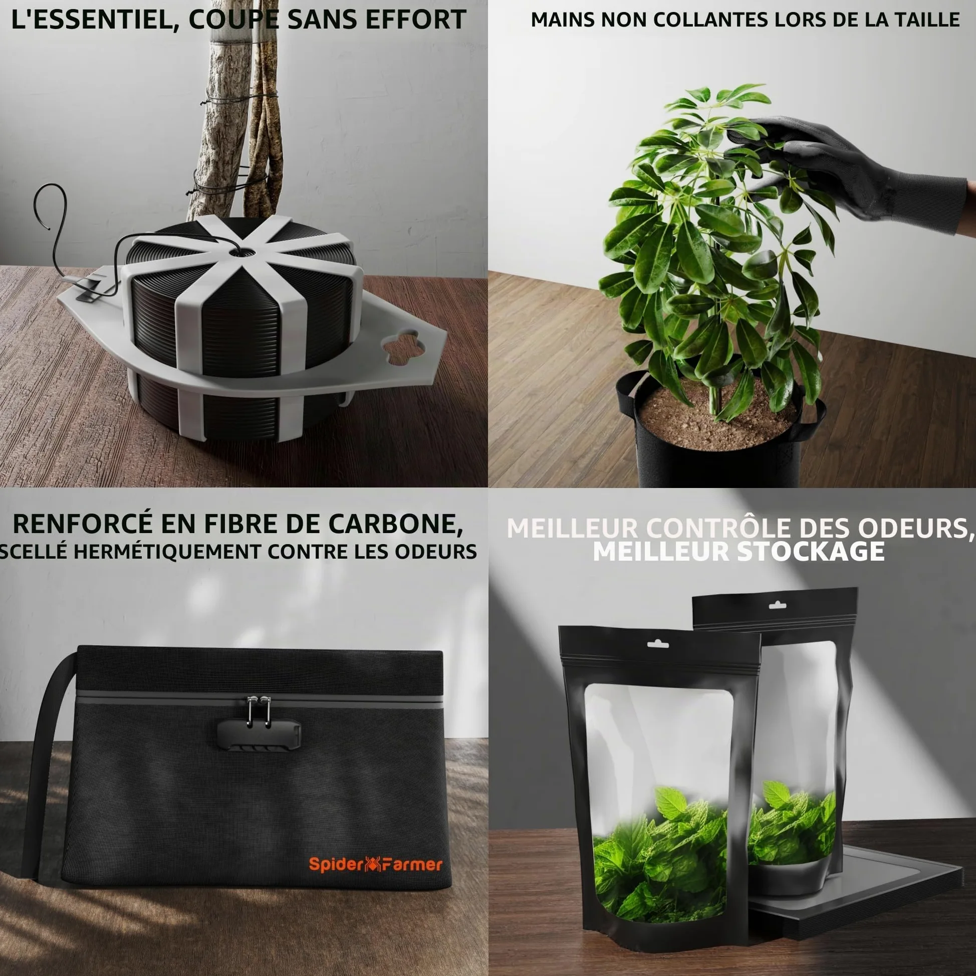 SF Spider Farmer Kit d'outils de Culture de Plantes 9 en 1 économique, spécialement conçu pour la Culture, la Taille, Le séchage et Le Stockage