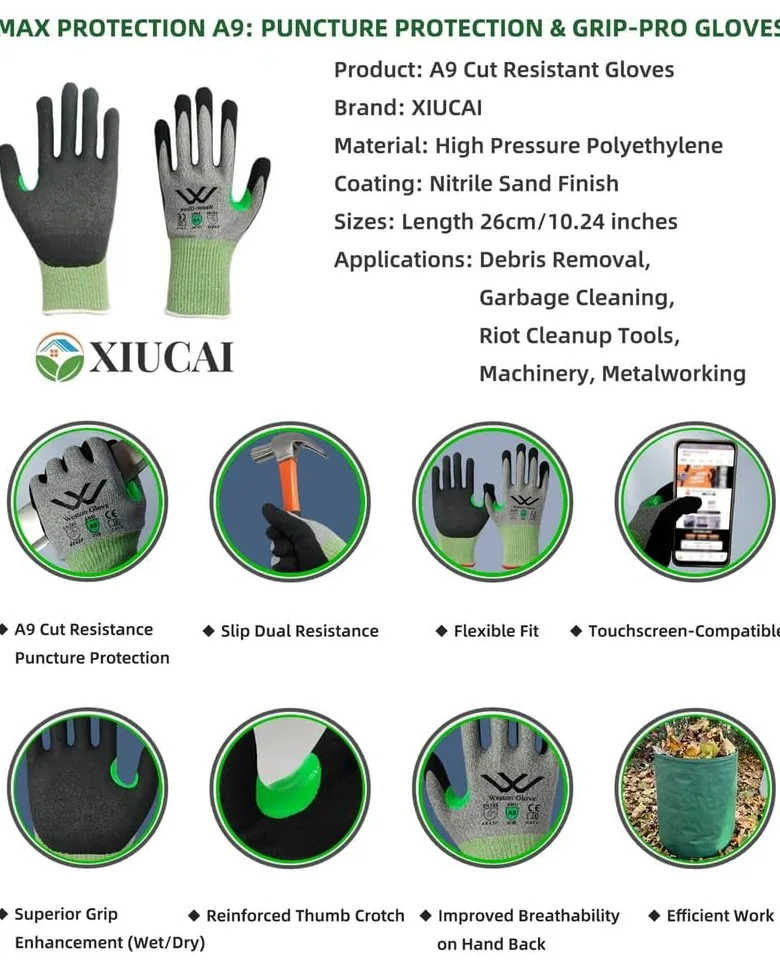 2 Sacs Professionnels Réutilisables 500L pour Déchets de Jardin | avec 1 Gant Anti-Percée, pour Pelouse, Feuilles et Résidus,2bags 1glove