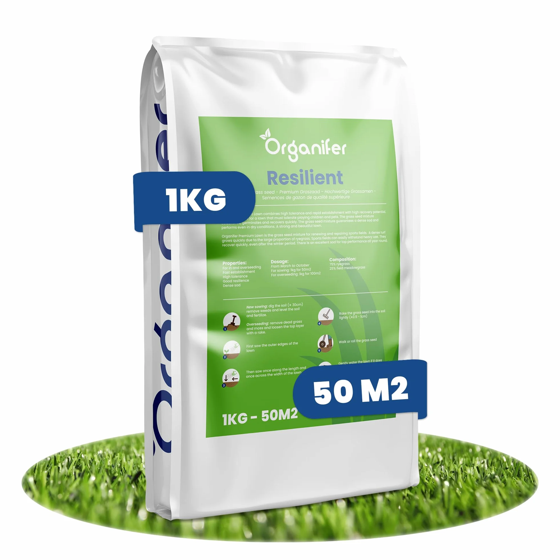 Organifer Graines De Gazon À Germination Rapide 1 Kg 50 M2 Pelouses Sportives