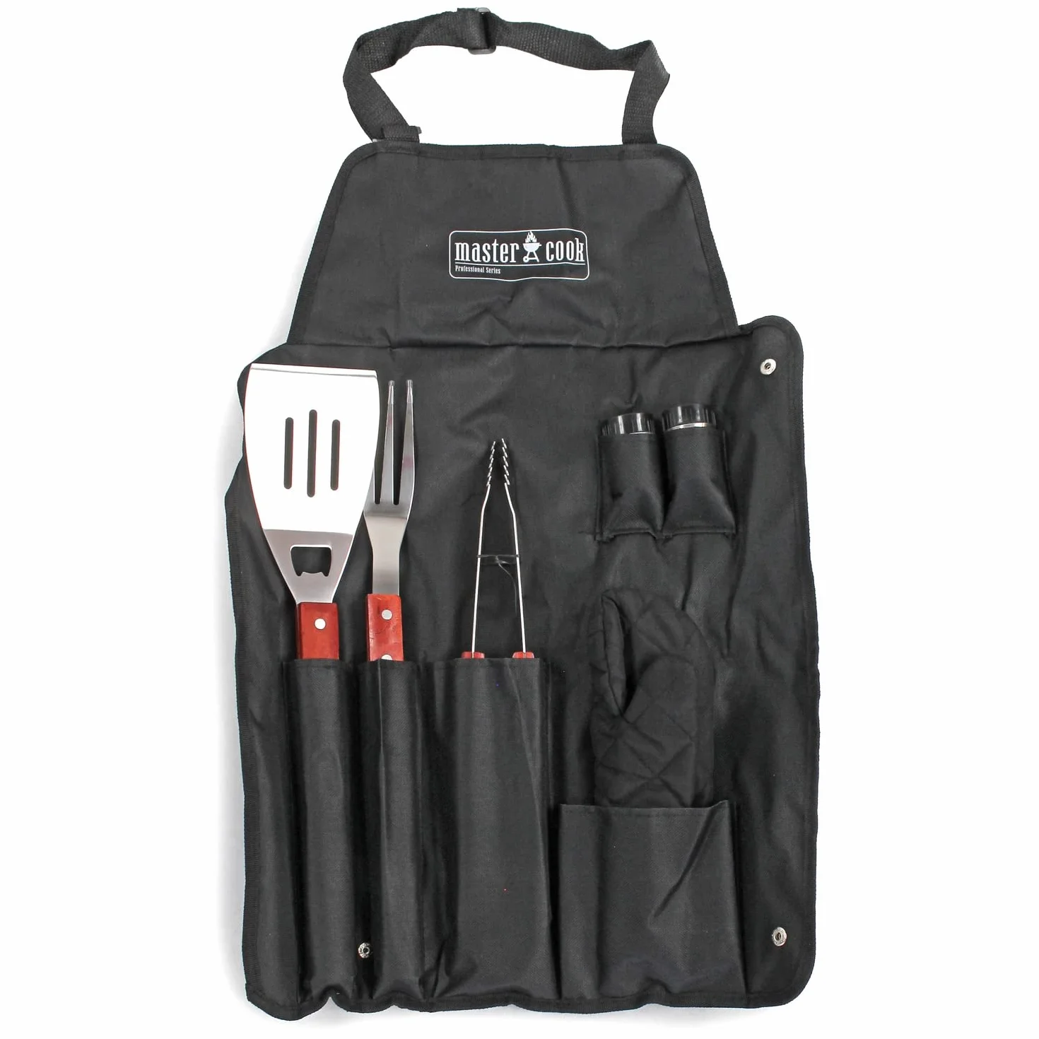 MasterCook Kit d'accessoires BBQ Professionnels en Acier avec Pince, Fourche, Spatule et Gant