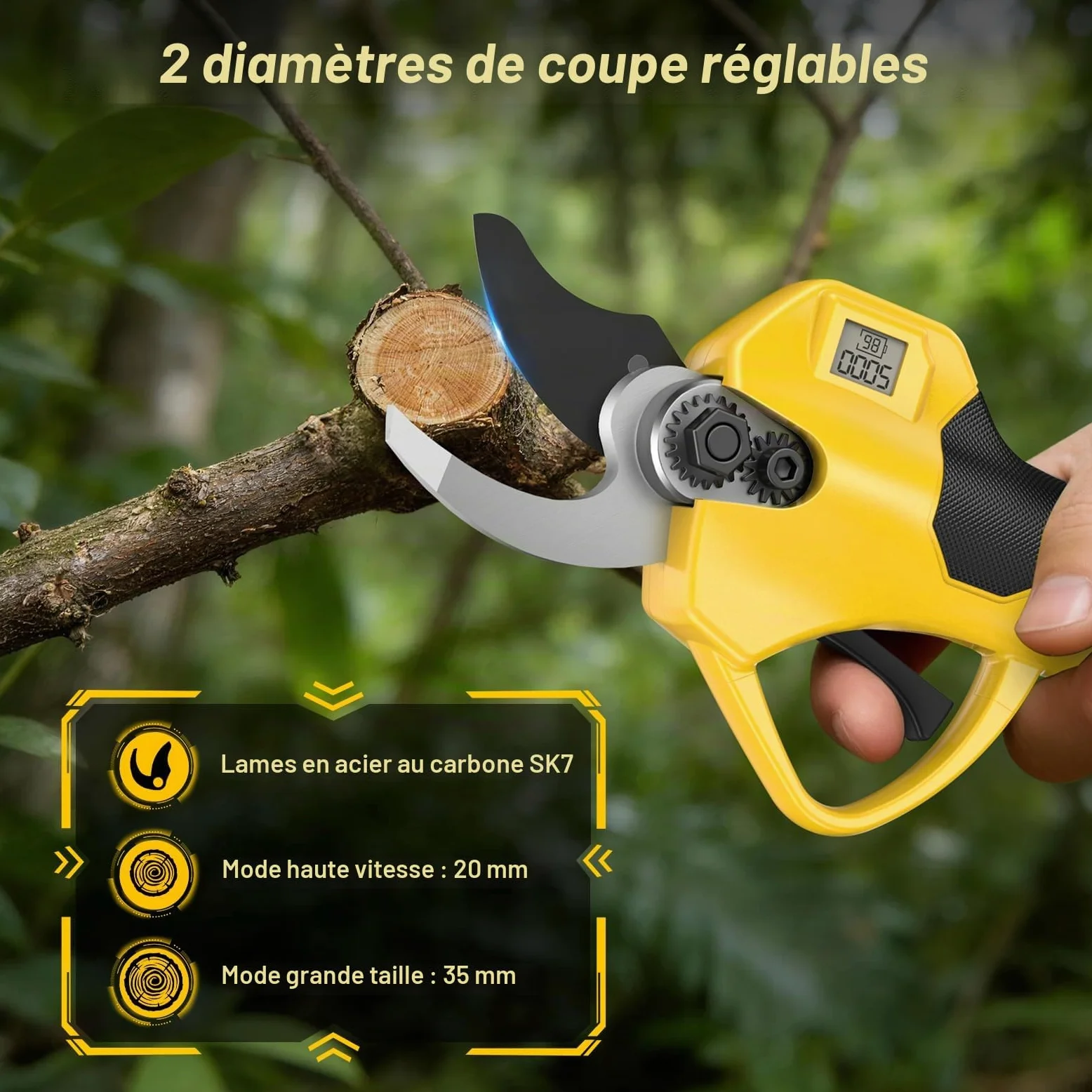 4 en 1 Tronconneuse à Batterie&Secateur Electrique avec Perche Télescopique | Portée Max Jusqu'à 4,2m, 1000 W Moteur & 2 Batterie, Mini Tronconneuse 6 Pouces avec Perche pour Arbres et Élagage en Hauteur